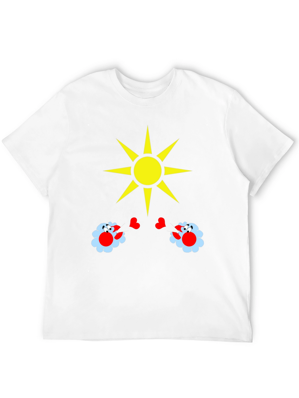 Novelty Graphic T-Shirt with Sun and Flower Design