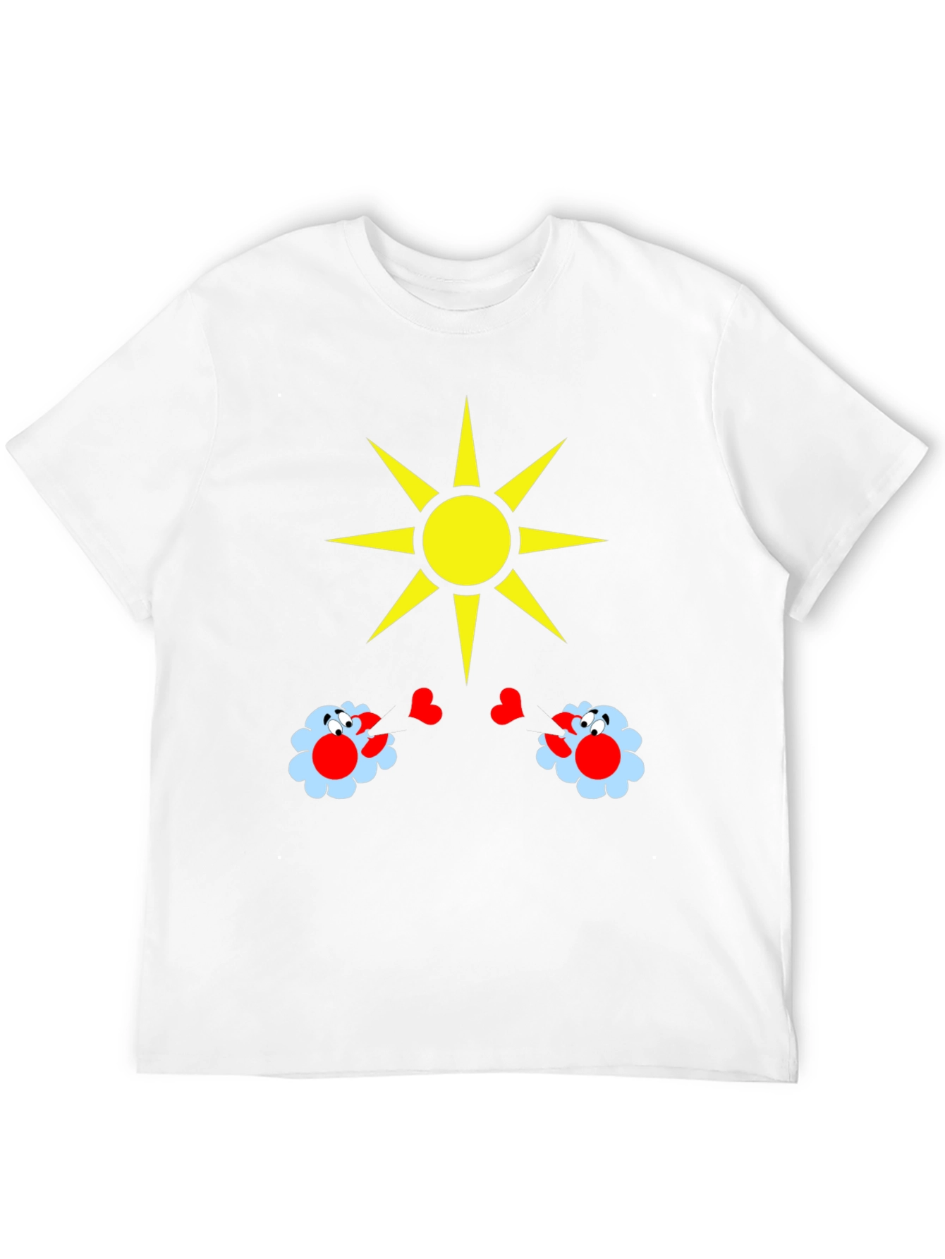 Novelty Graphic T-Shirt with Sun and Flower Design