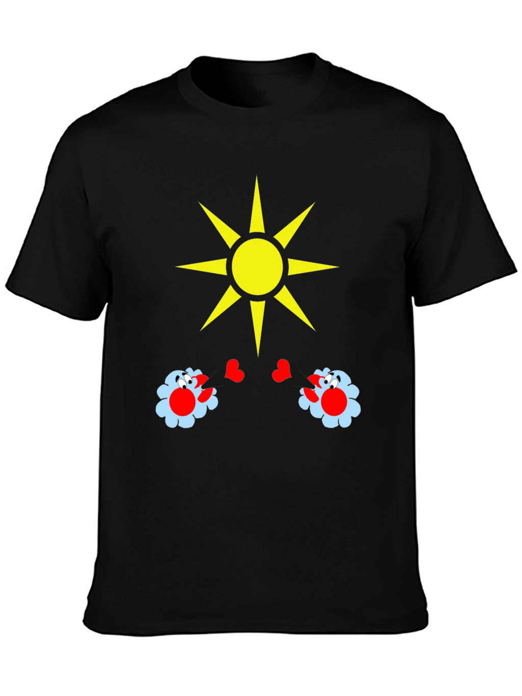 Novelty Graphic T-Shirt with Sun and Flower Design