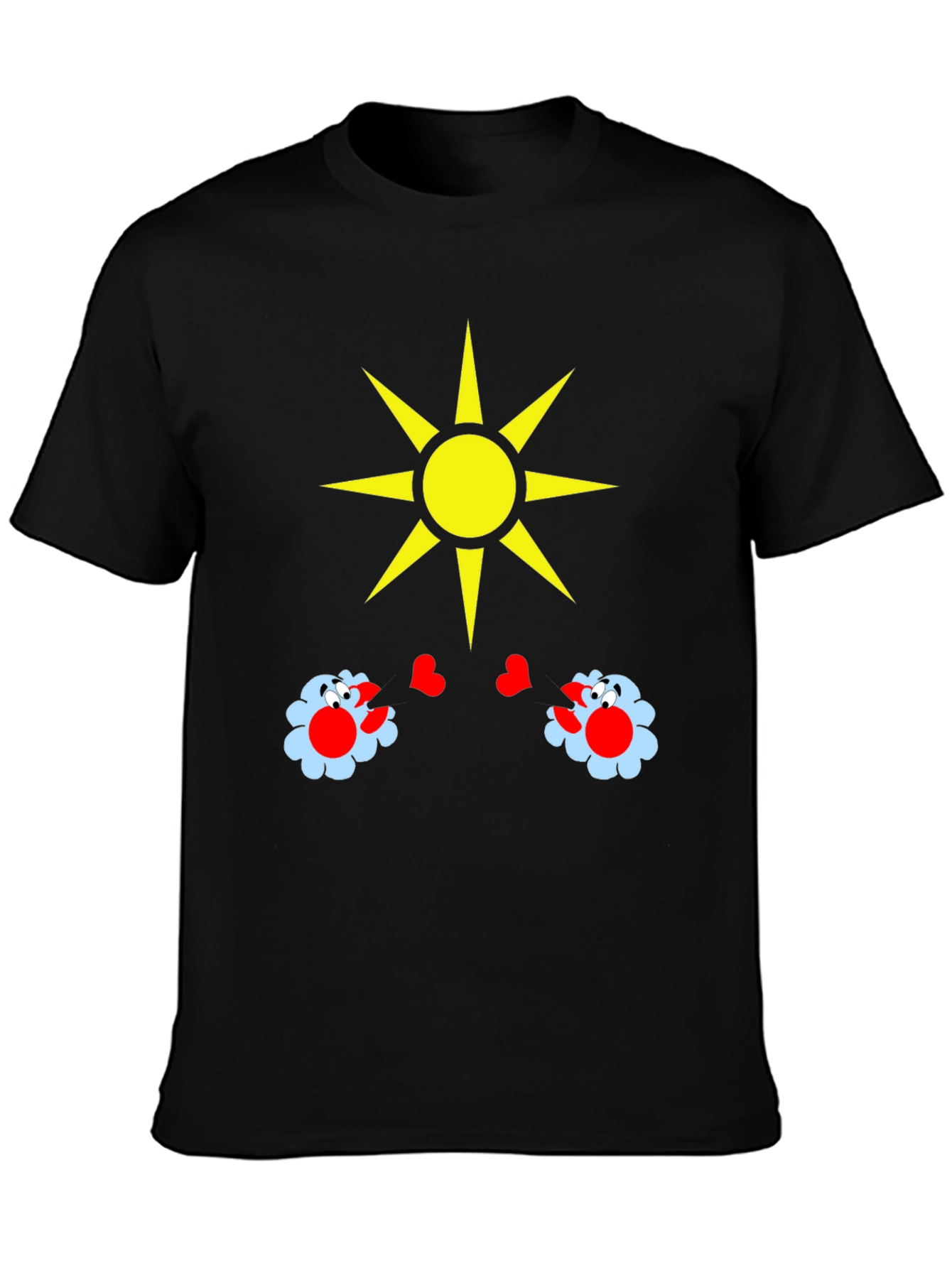 Novelty Graphic T-Shirt with Sun and Flower Design