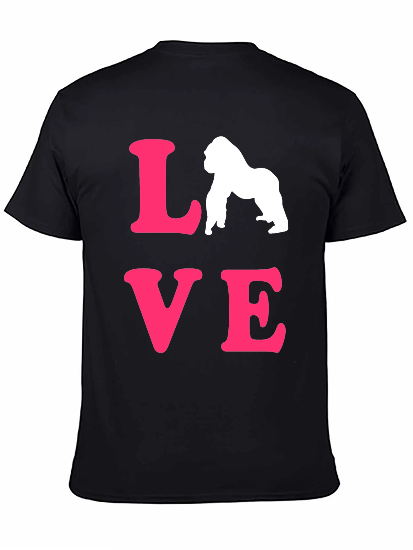 Love Gorillas T-Shirt - Black Tee with Pink Design