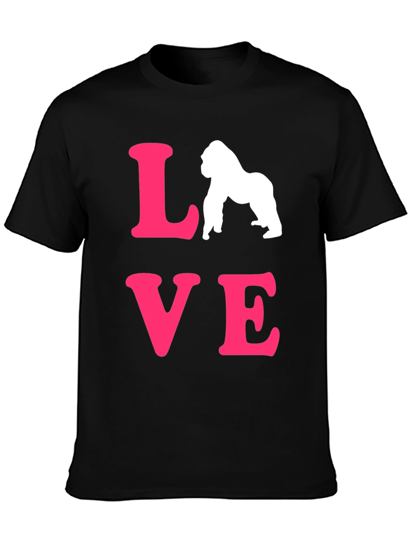 Love Gorillas T-Shirt - Black Tee with Pink Design