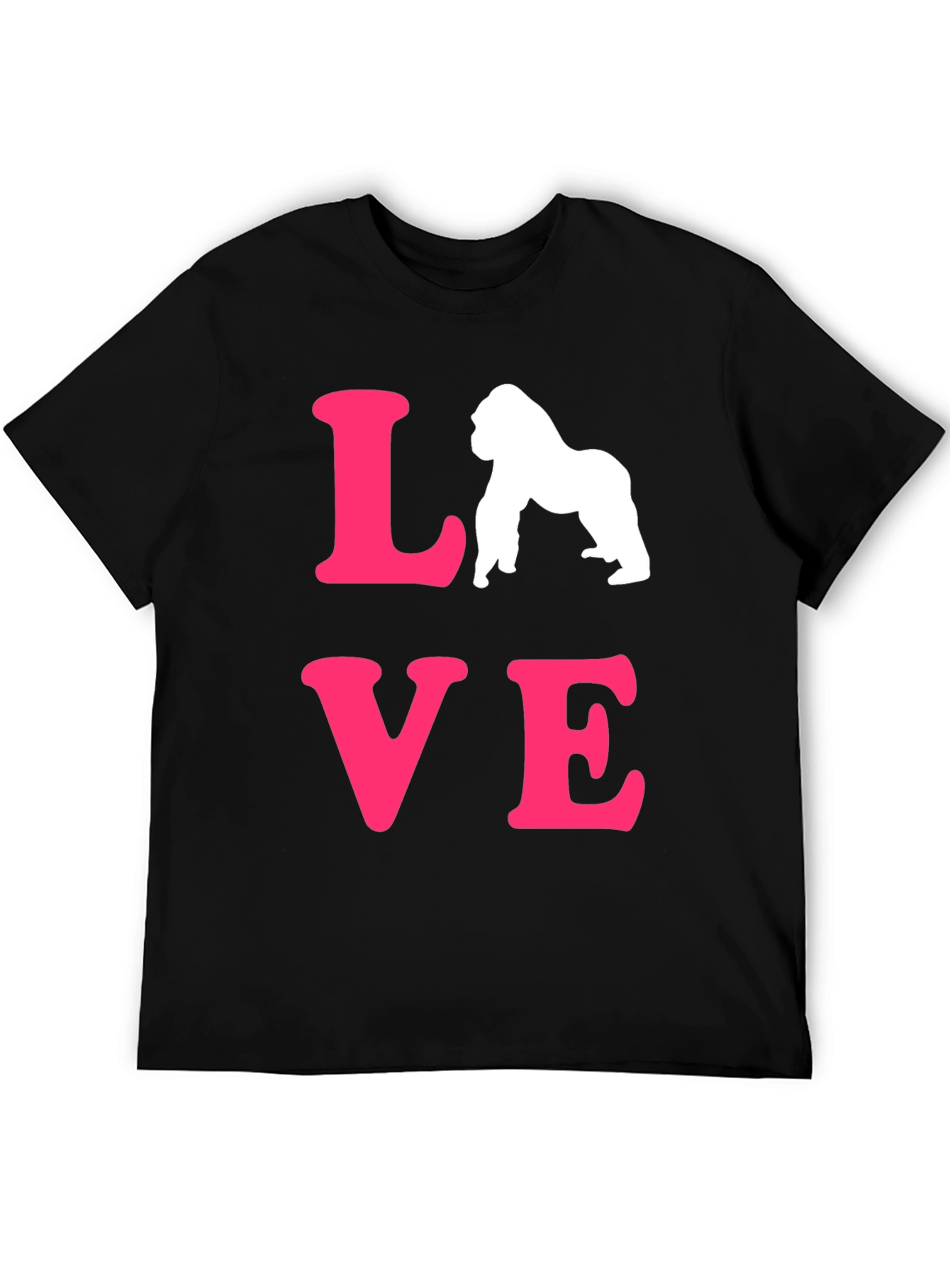 Love Gorillas T-Shirt - Black Tee with Pink Design