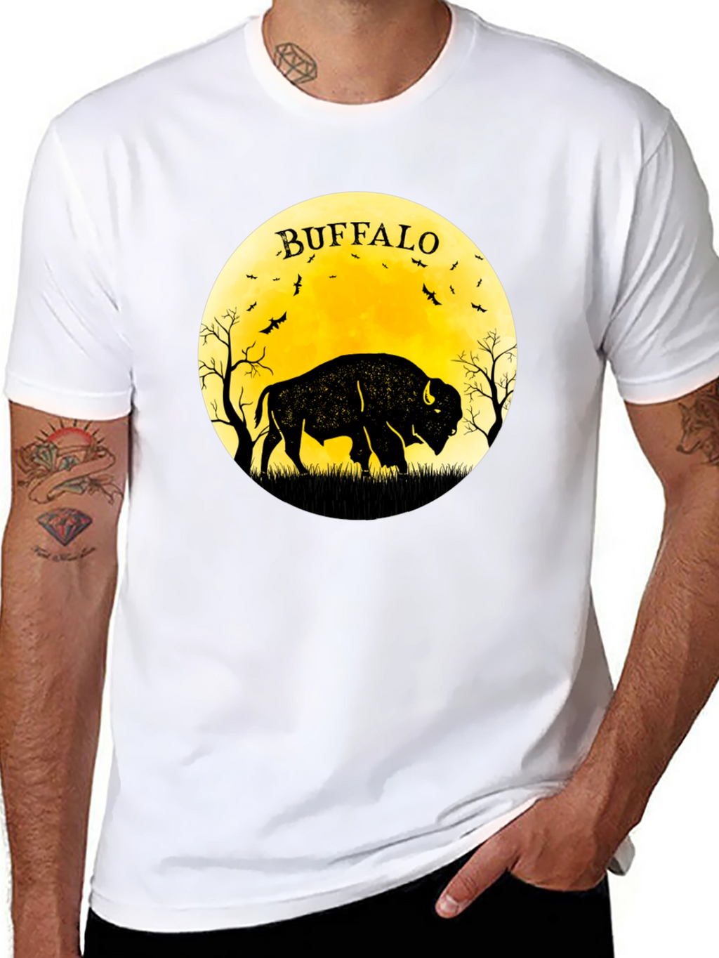 Buffalo Moon Black Graphic T-Shirt