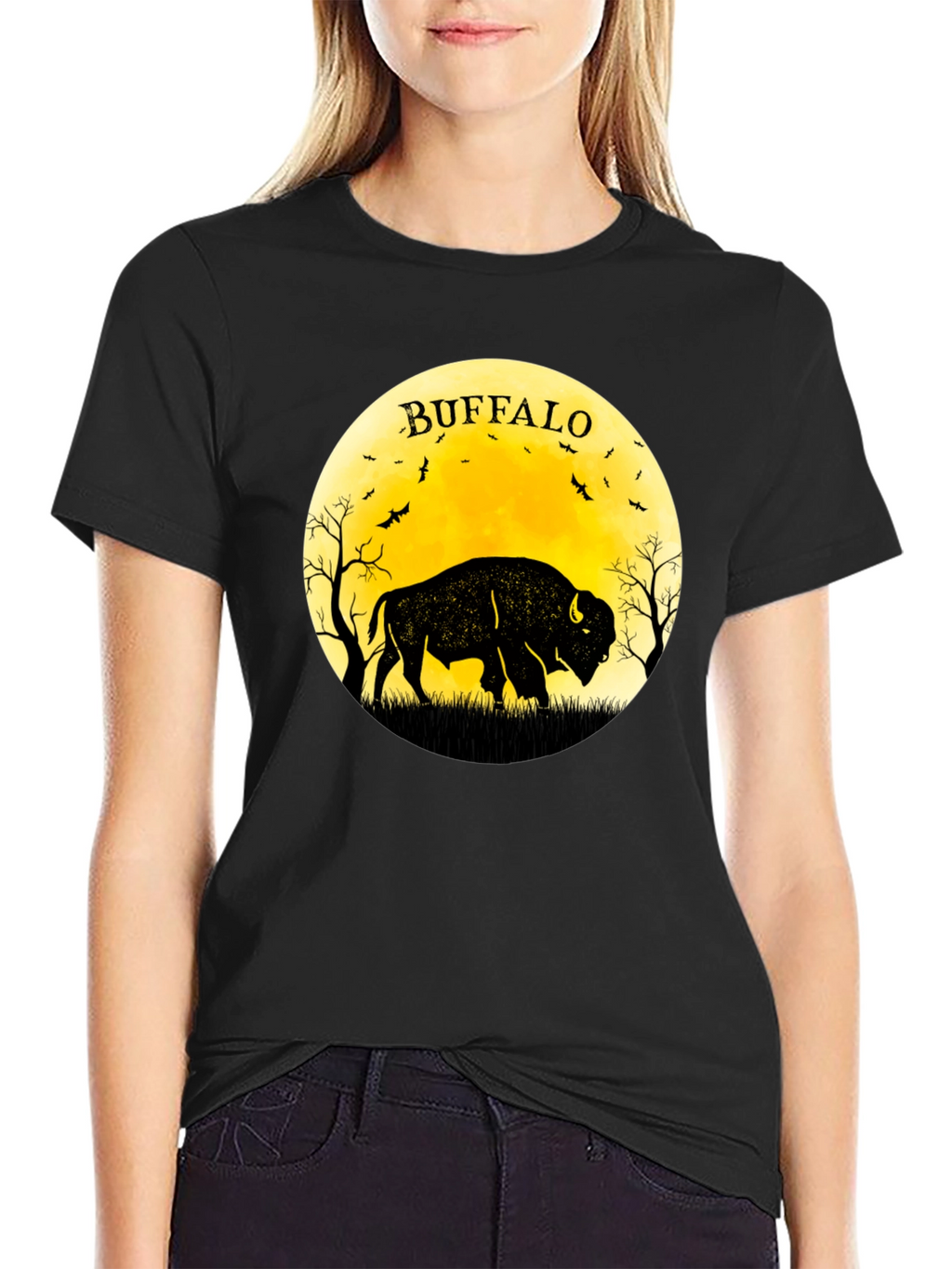 Buffalo Moon Black Graphic T-Shirt