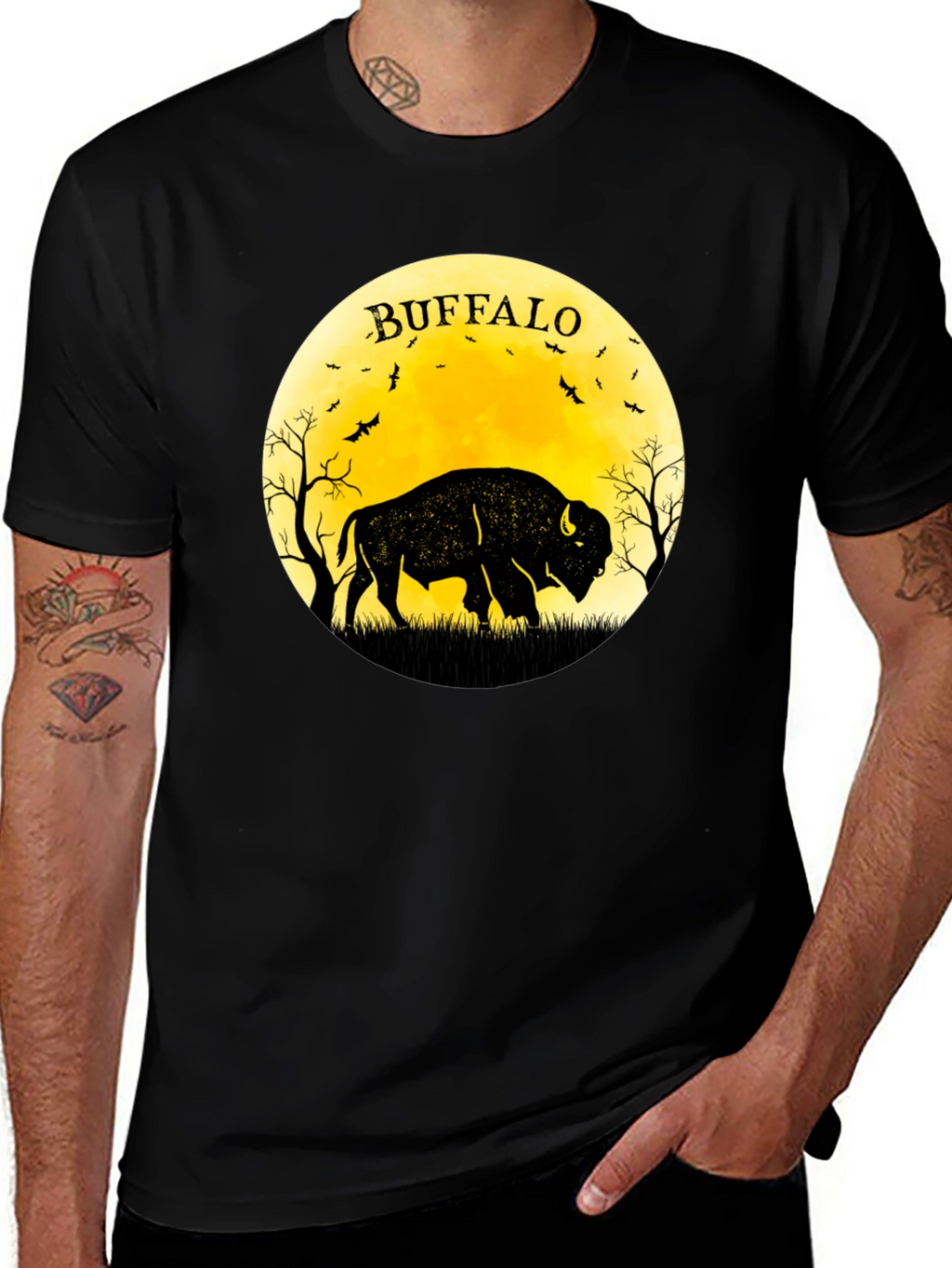 Buffalo Moon Black Graphic T-Shirt