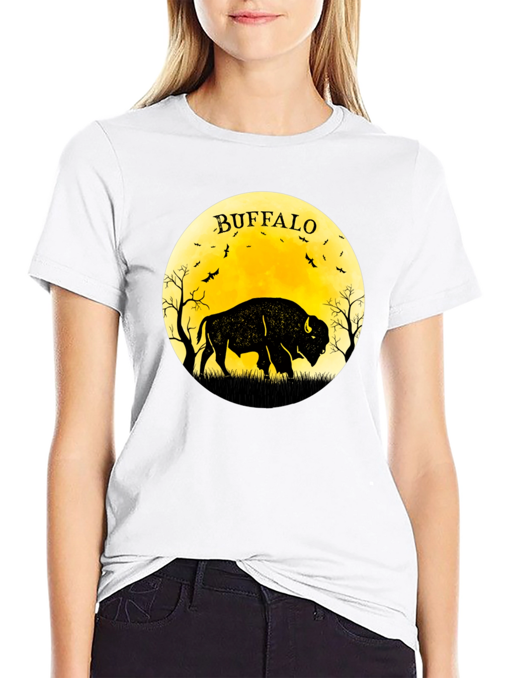 Buffalo Moon Black Graphic T-Shirt