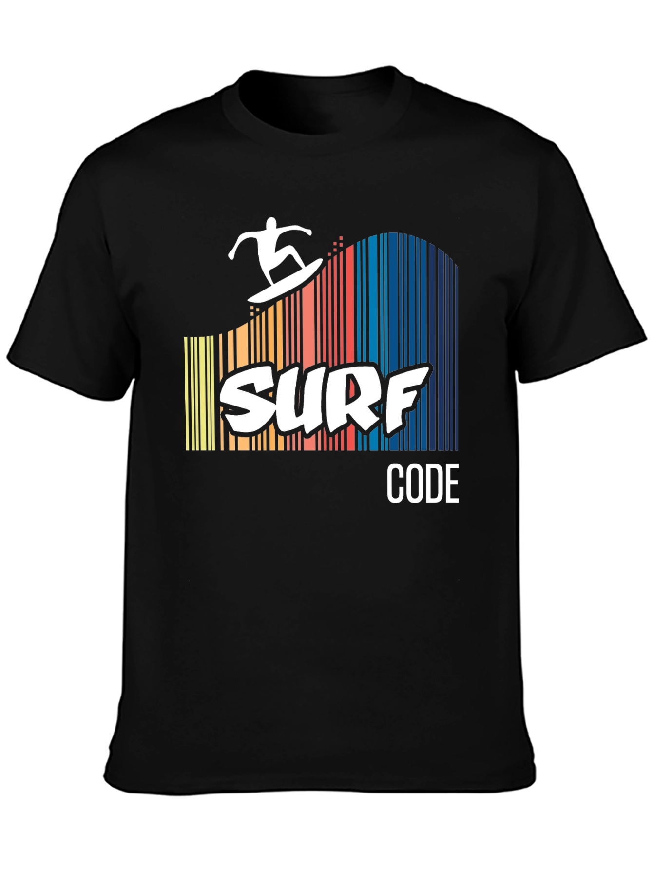 Surf Code Graphic Tee - Black Cotton T-Shirt