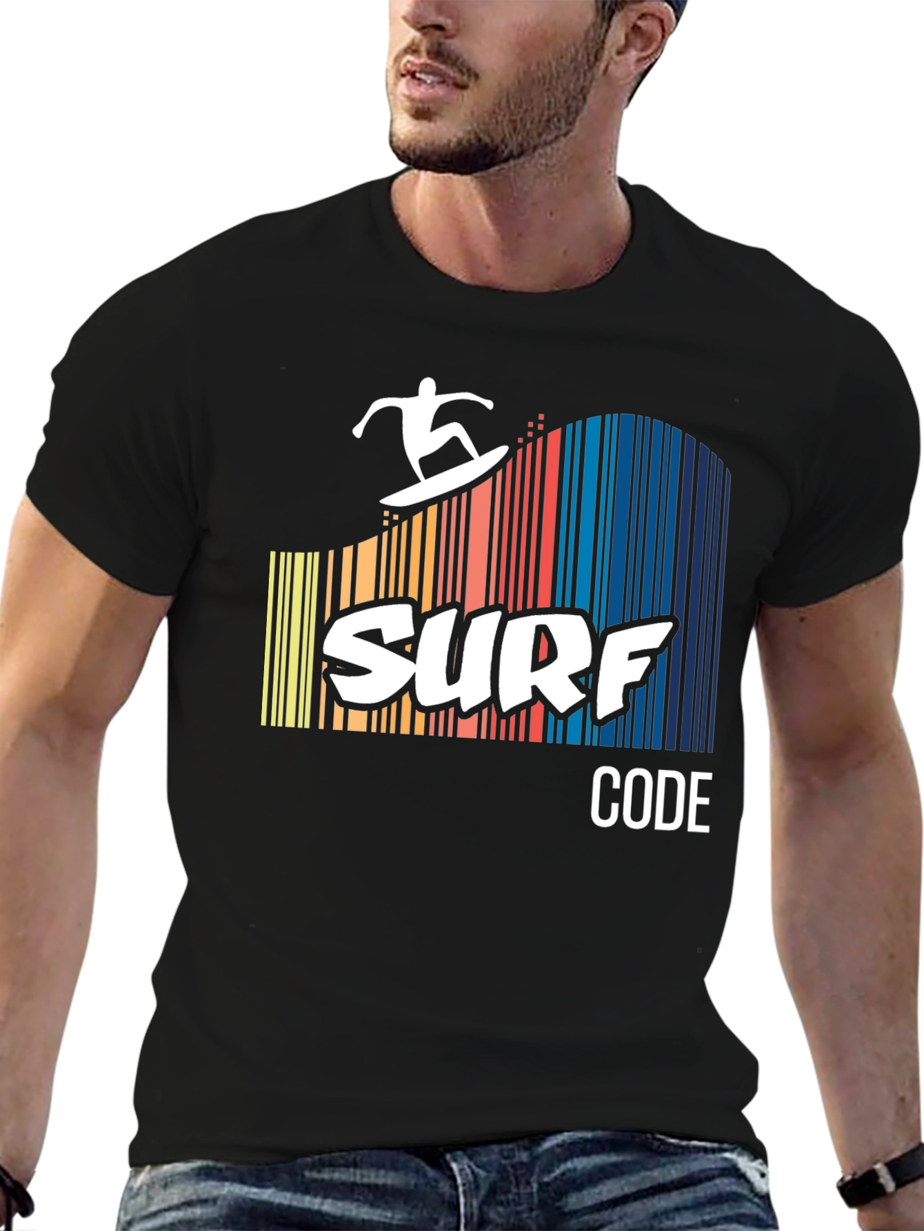 Surf Code Graphic Tee - Black Cotton T-Shirt