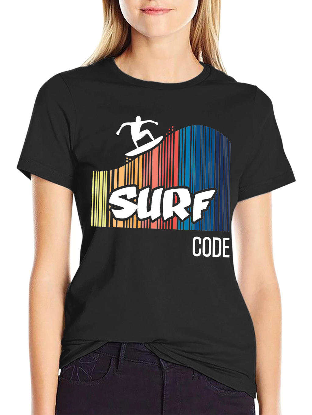 Surf Code Graphic Tee - Black Cotton T-Shirt