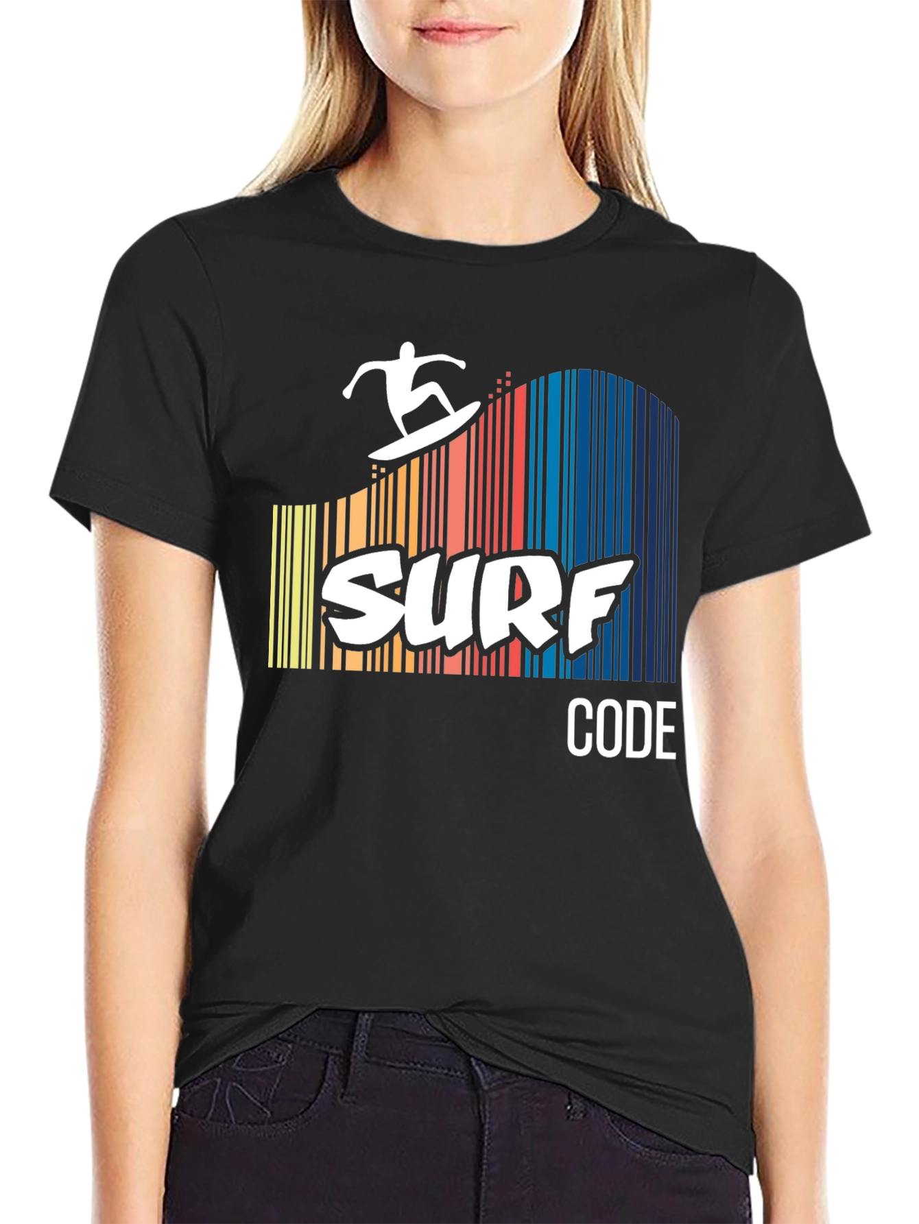 Surf Code Graphic Tee - Black Cotton T-Shirt