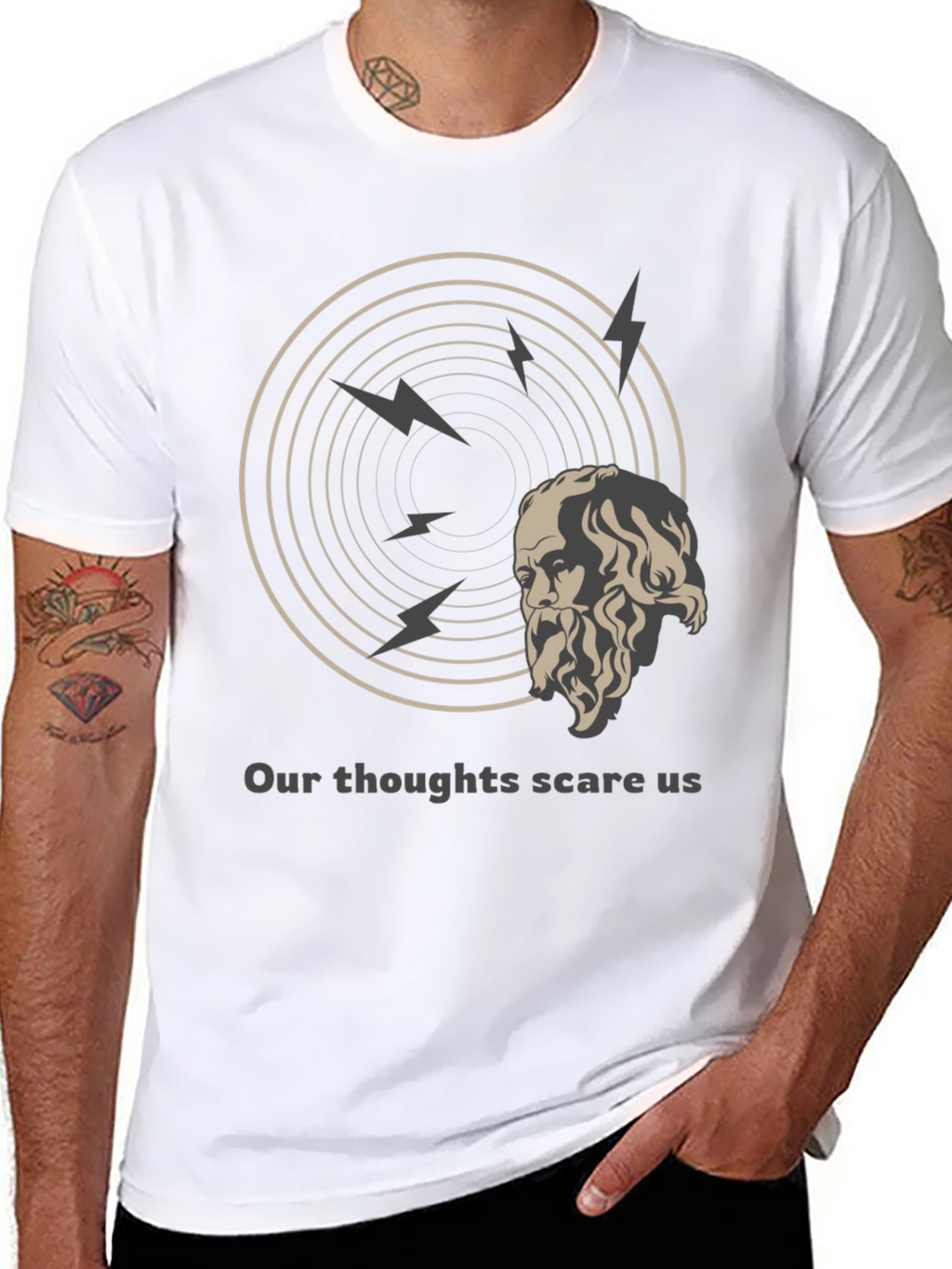 Philosophical T-Shirt: Our Thoughts Scare Us Tee