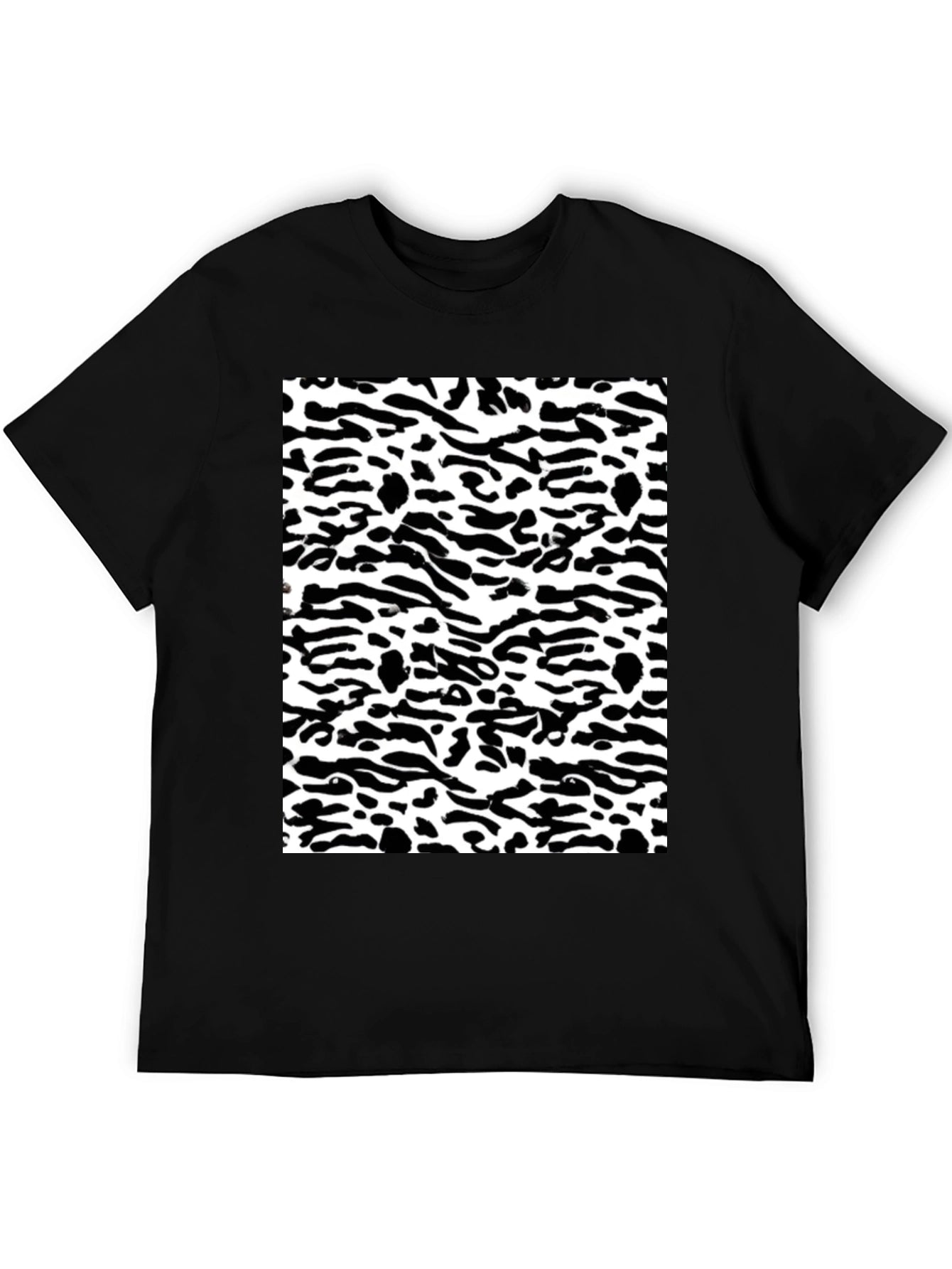 Trendy Black & White Camo Print Tee