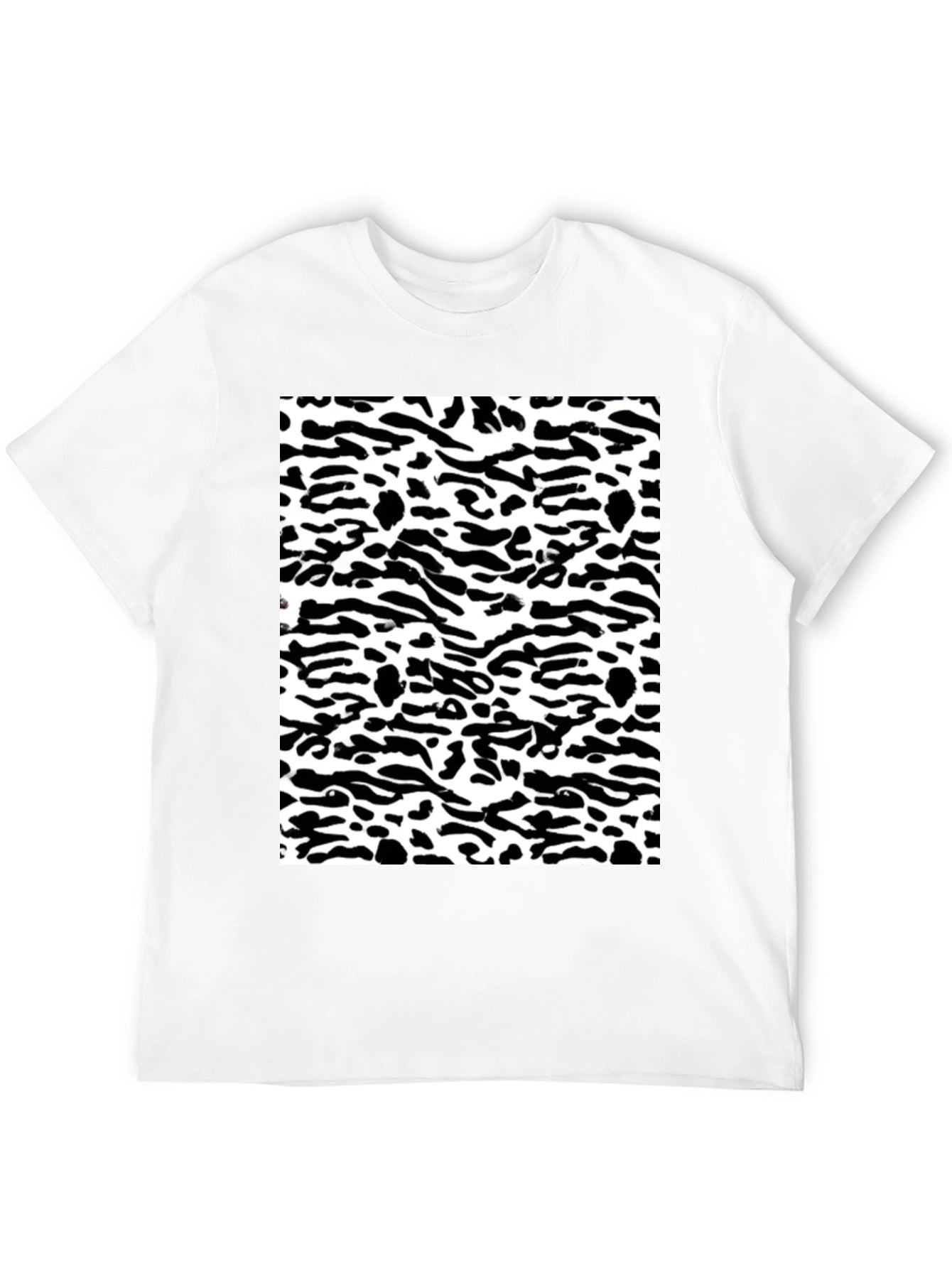 Trendy Black & White Camo Print Tee