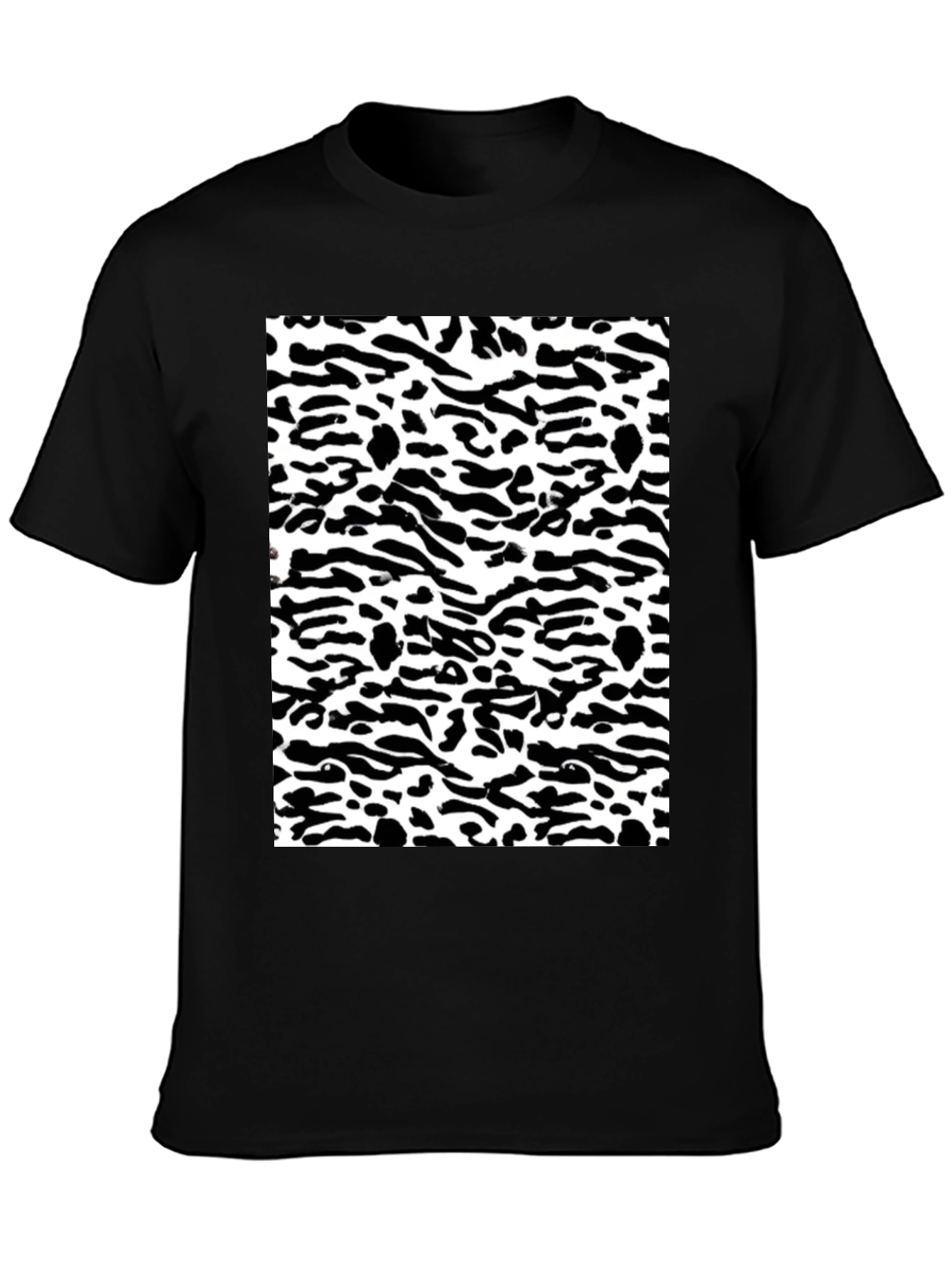 Trendy Black & White Camo Print Tee
