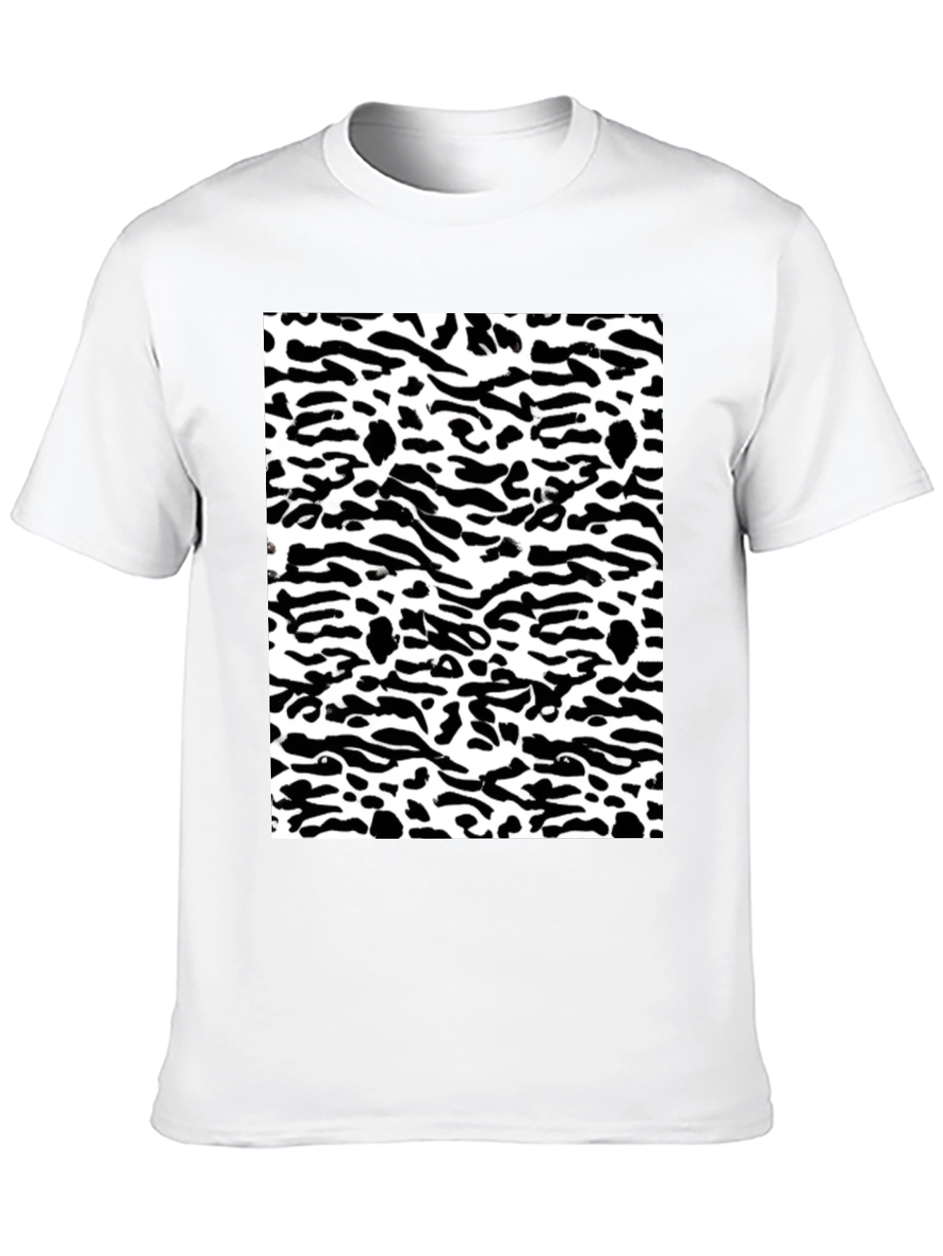 Trendy Black & White Camo Print Tee