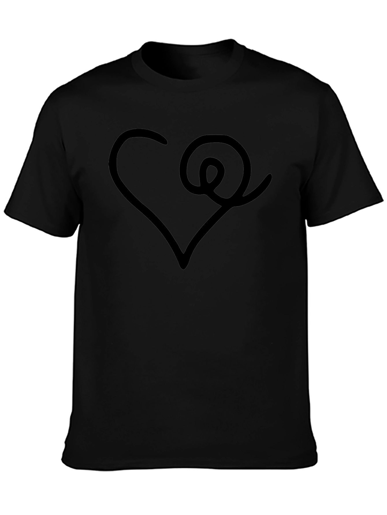 Heart & Swirl Graphic Black T-Shirt