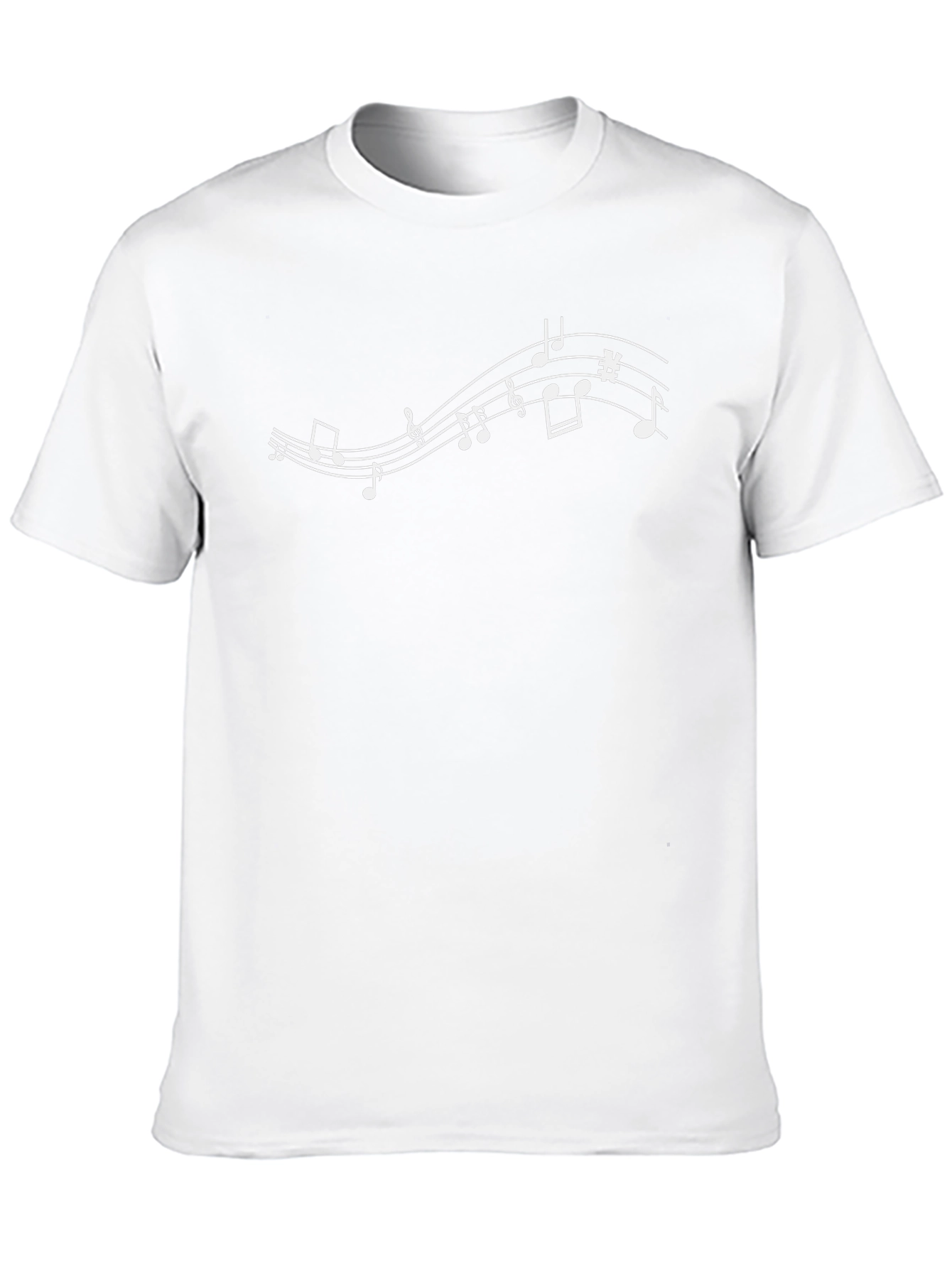 Musical Note Staff Graphic Tee - Black Cotton Shirt
