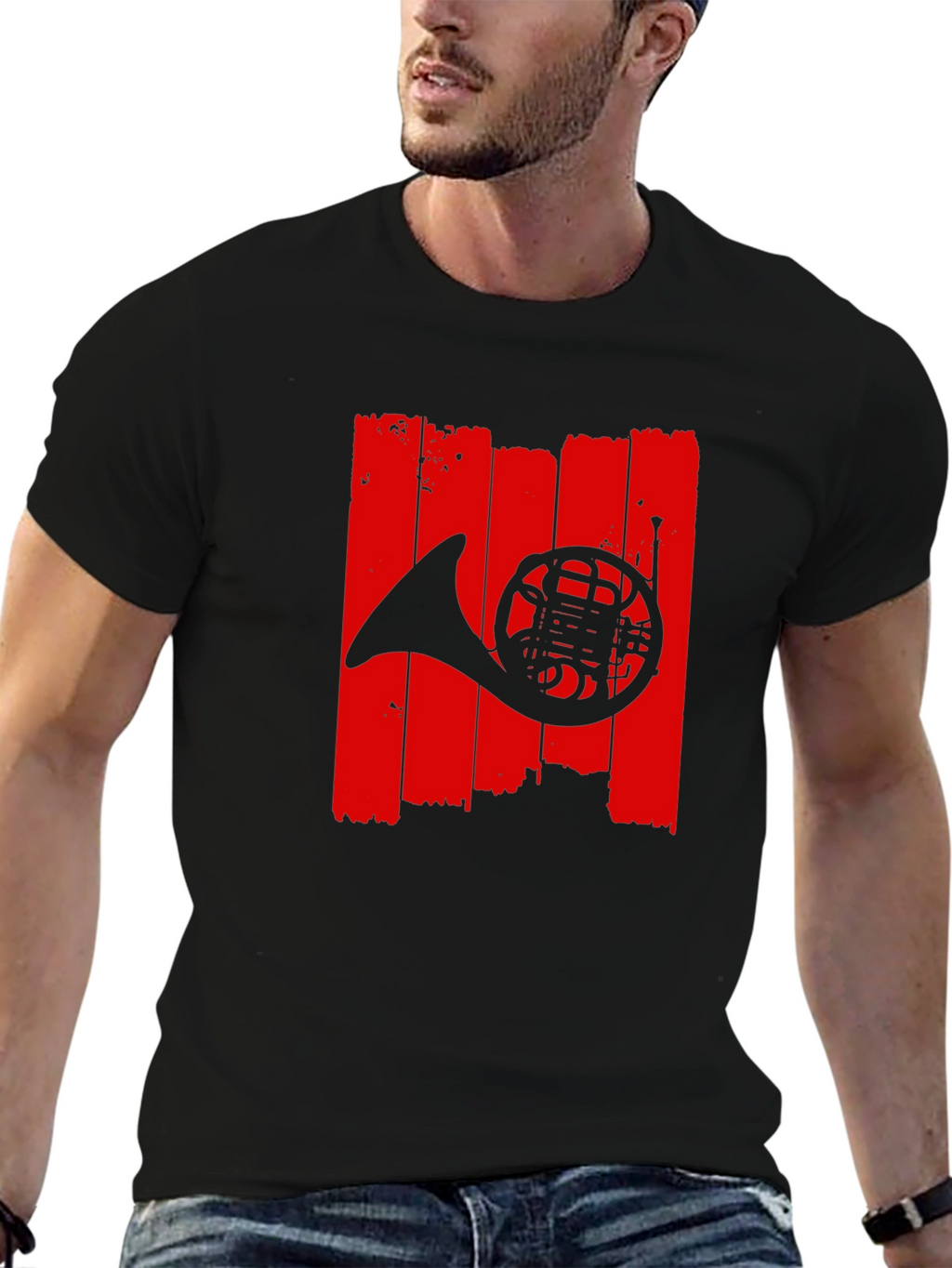 French Horn Graphic T-Shirt - Music Lover Tee