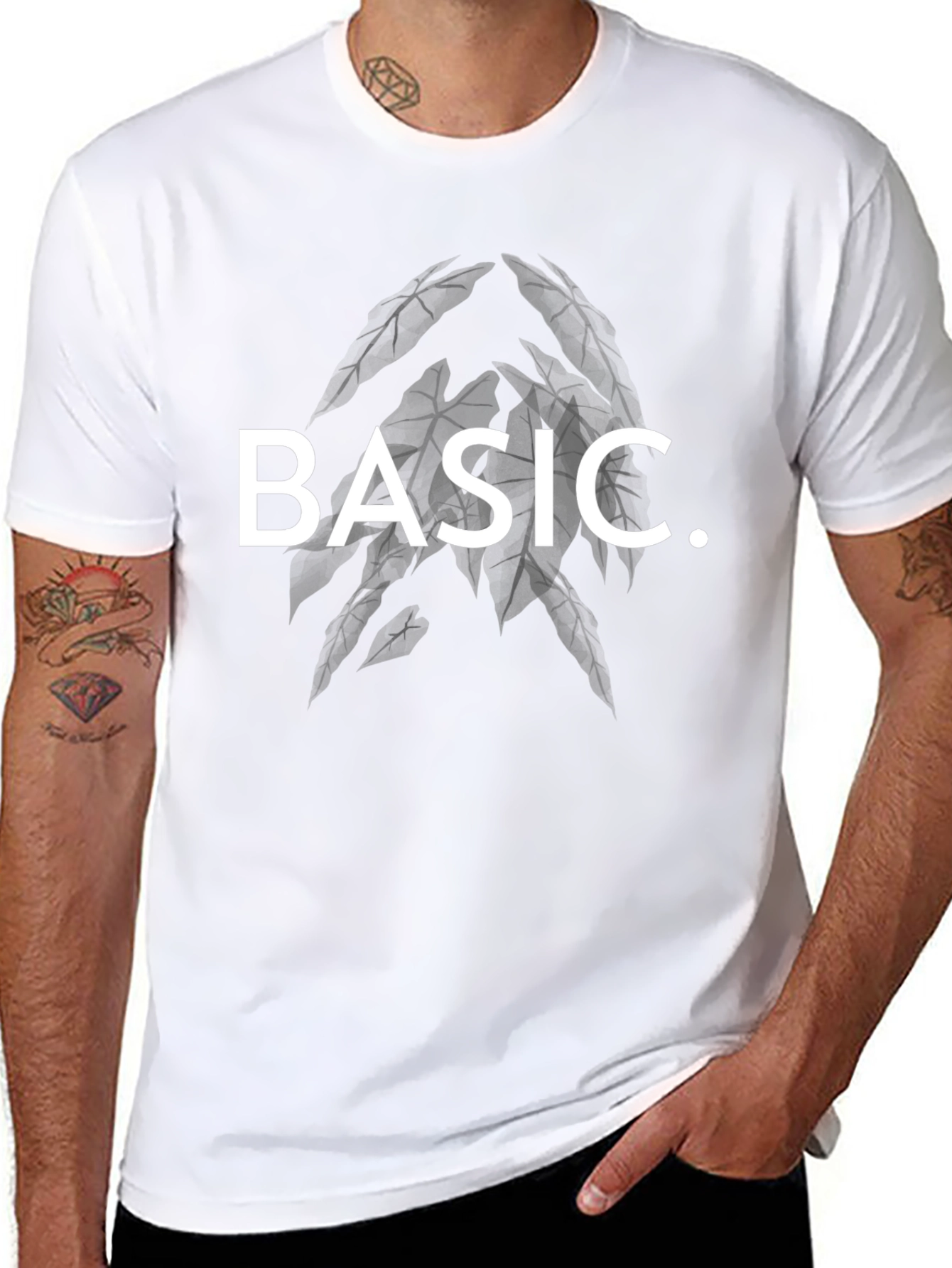 Mens Basic Graphic Print Black T-Shirt