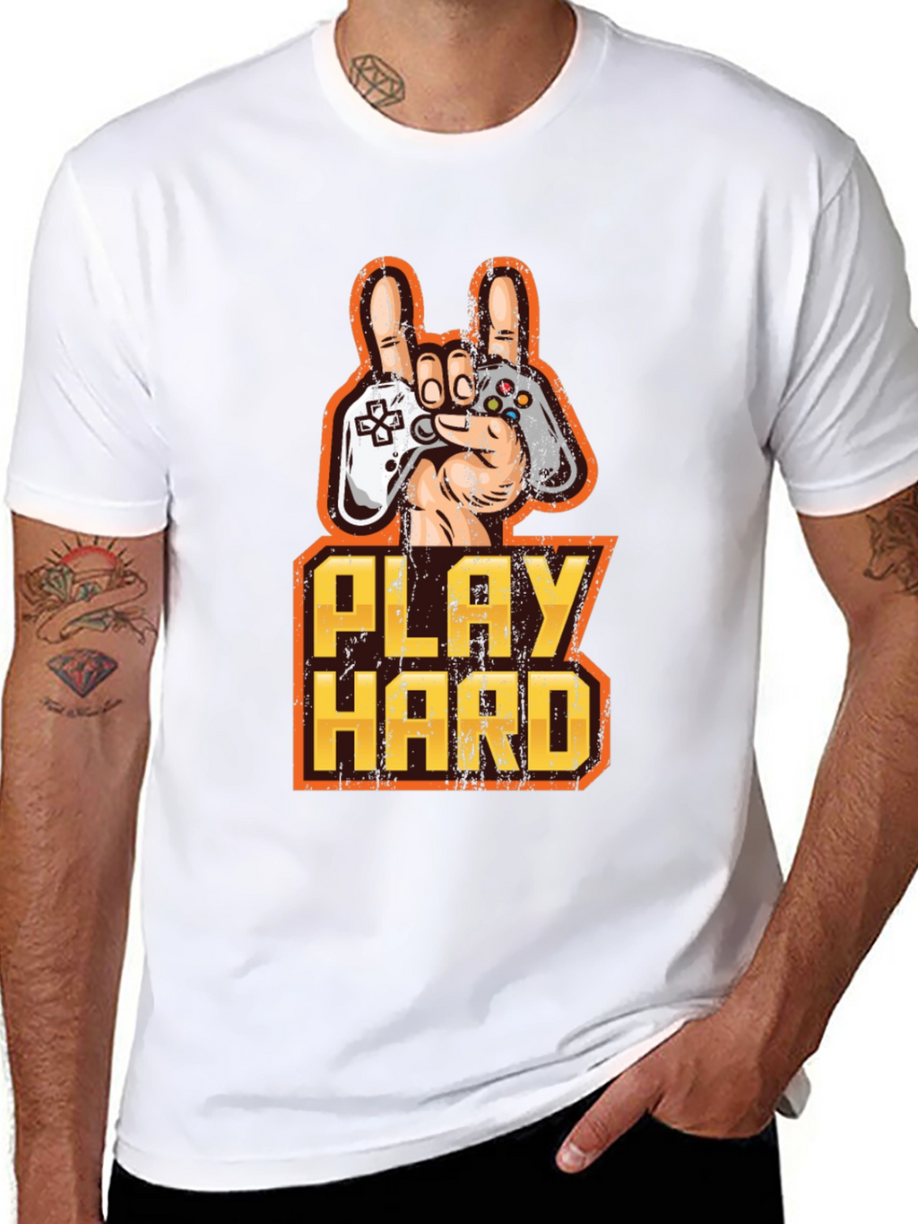 Play Hard Gamer T-Shirt - Black Cotton Graphic Tee