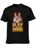 Play Hard Gamer T-Shirt - Black Cotton Graphic Tee