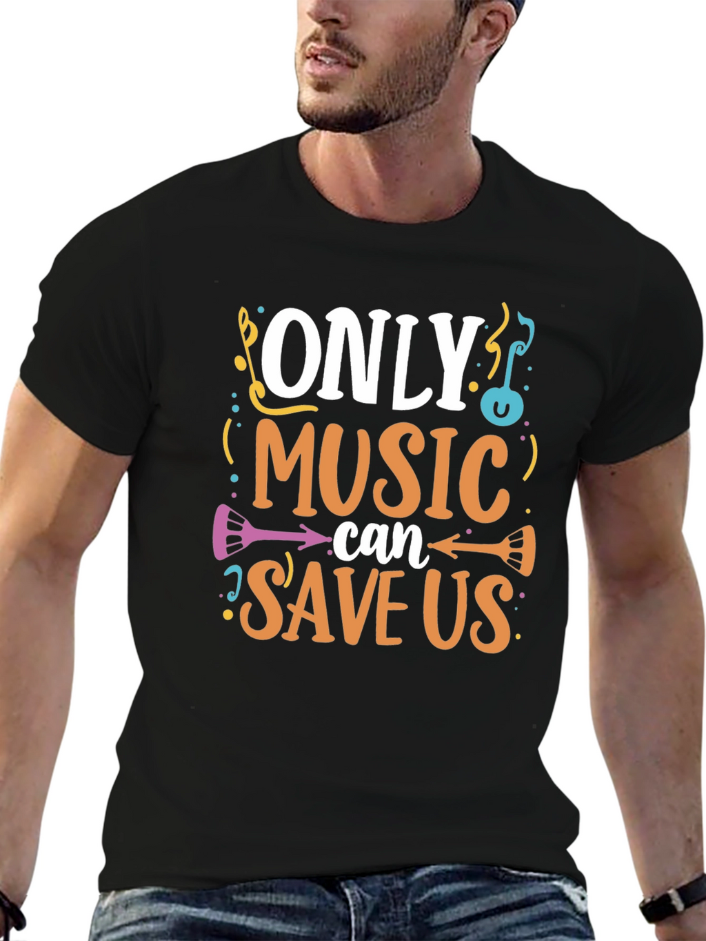 Music Saves Us Graphic T-Shirt - Black
