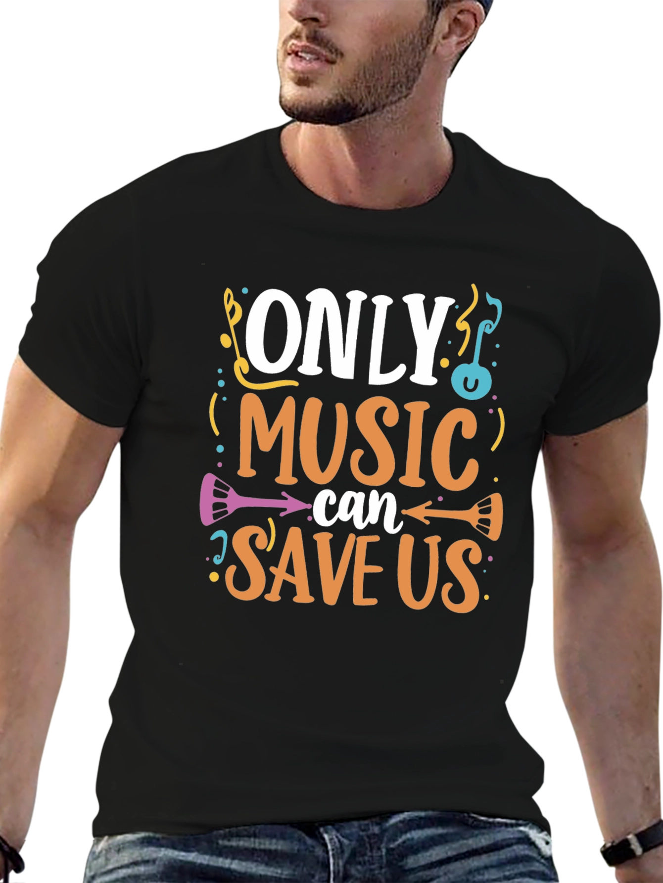 Music Saves Us Graphic T-Shirt - Black