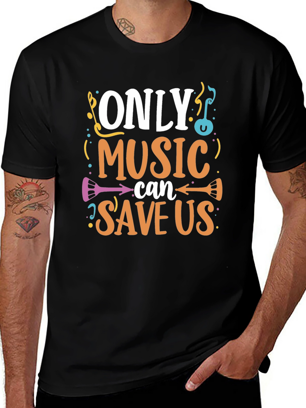 Music Saves Us Graphic T-Shirt - Black