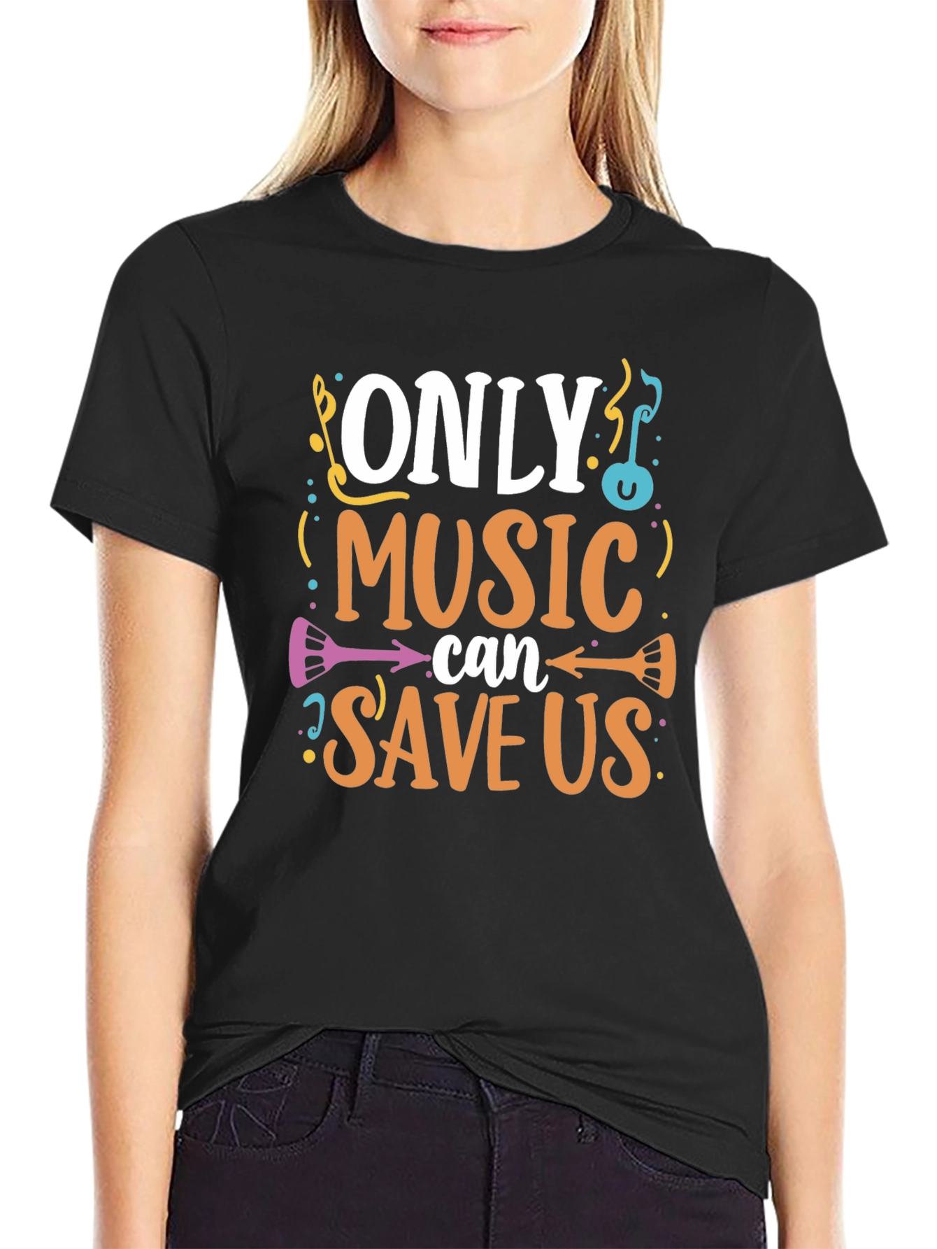 Music Saves Us Graphic T-Shirt - Black