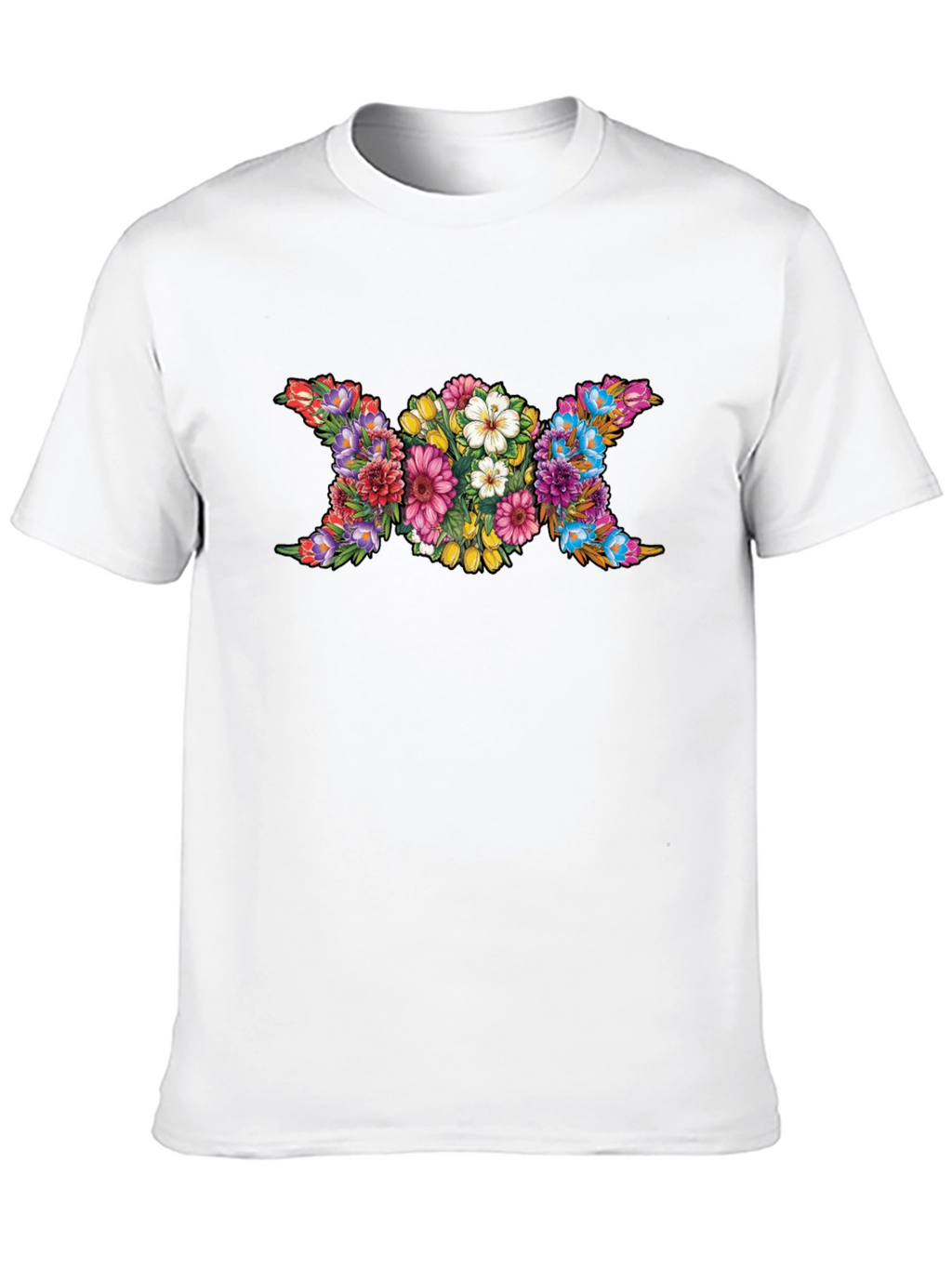 Floral Triple Moon Goddess Black T-Shirt