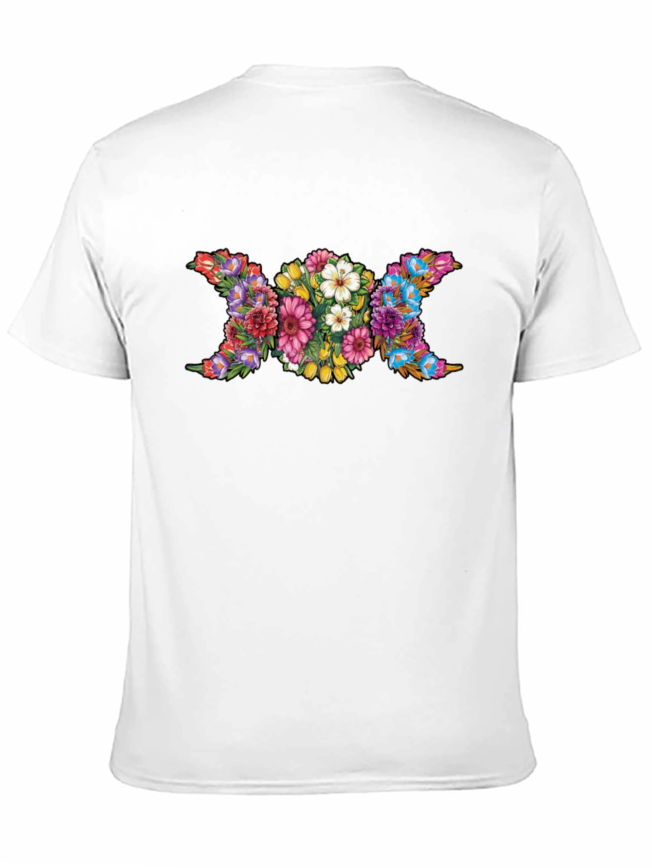 Floral Triple Moon Goddess Black T-Shirt