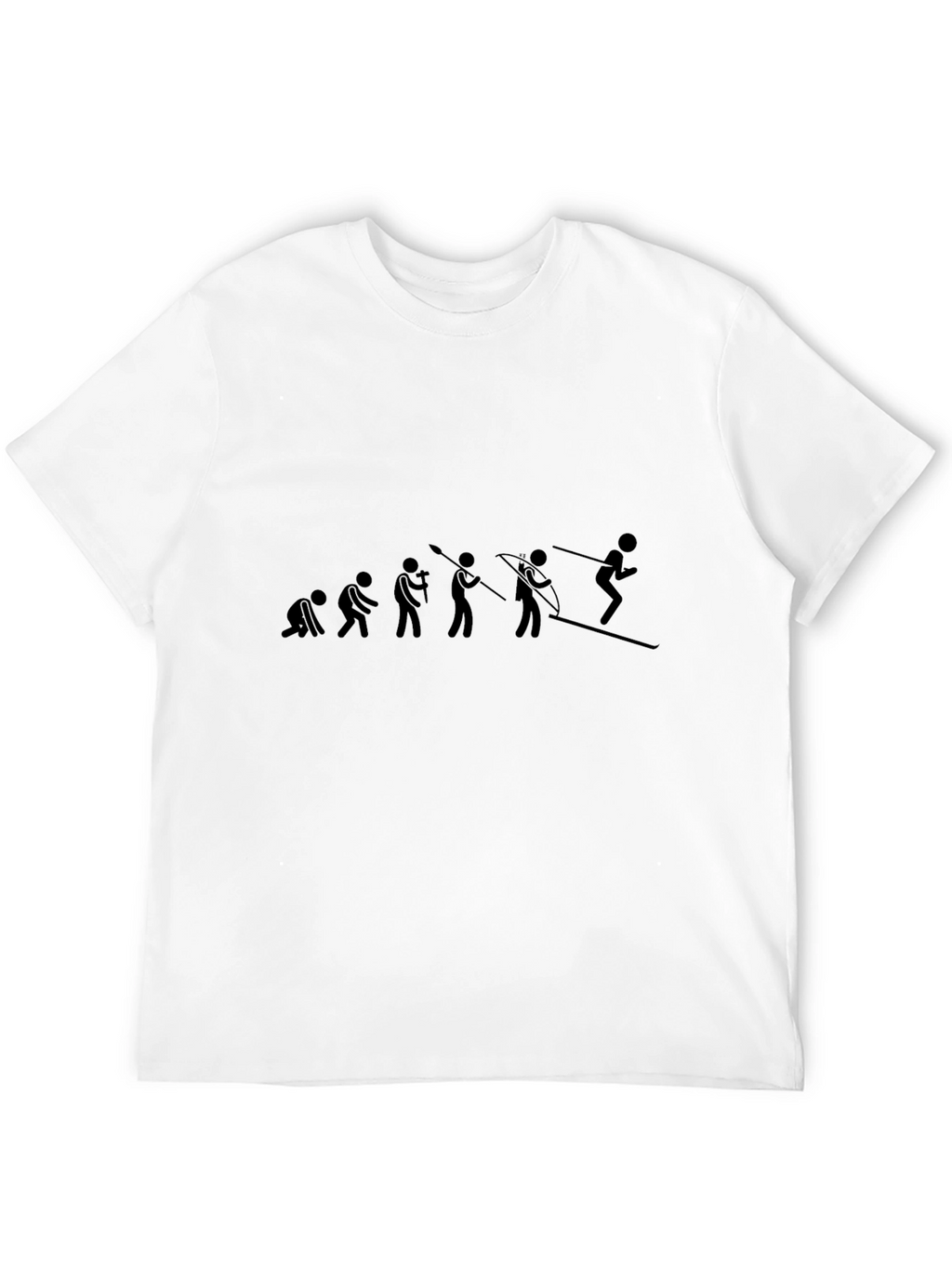 Evolution of Skiing Black Graphic T-Shirt