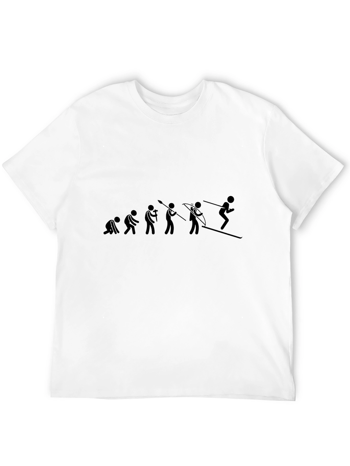 Evolution of Skiing Black Graphic T-Shirt