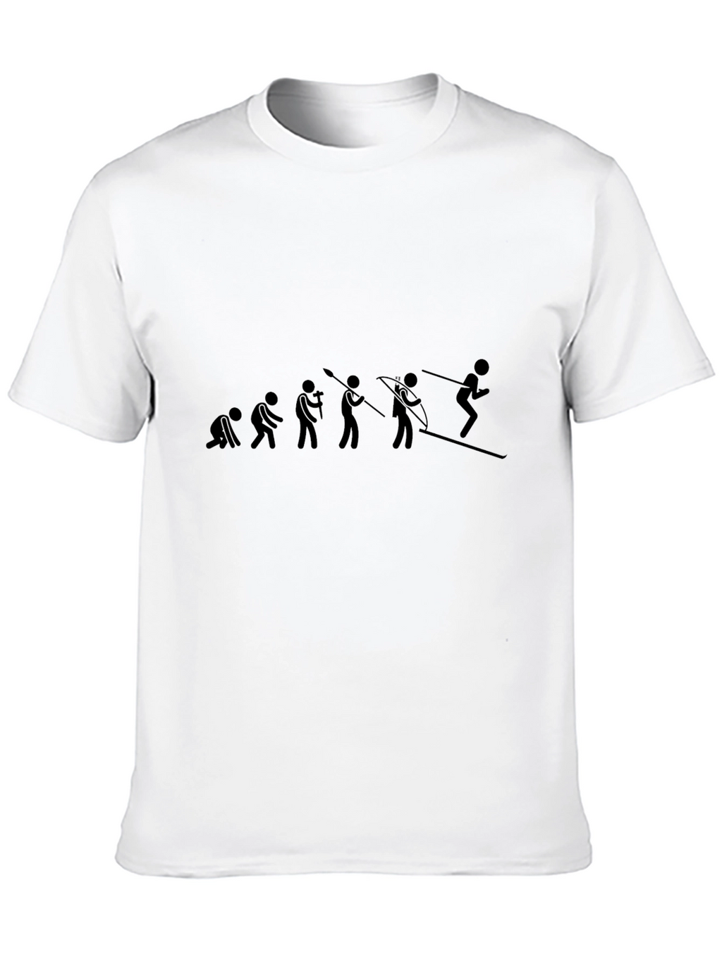 Evolution of Skiing Black Graphic T-Shirt