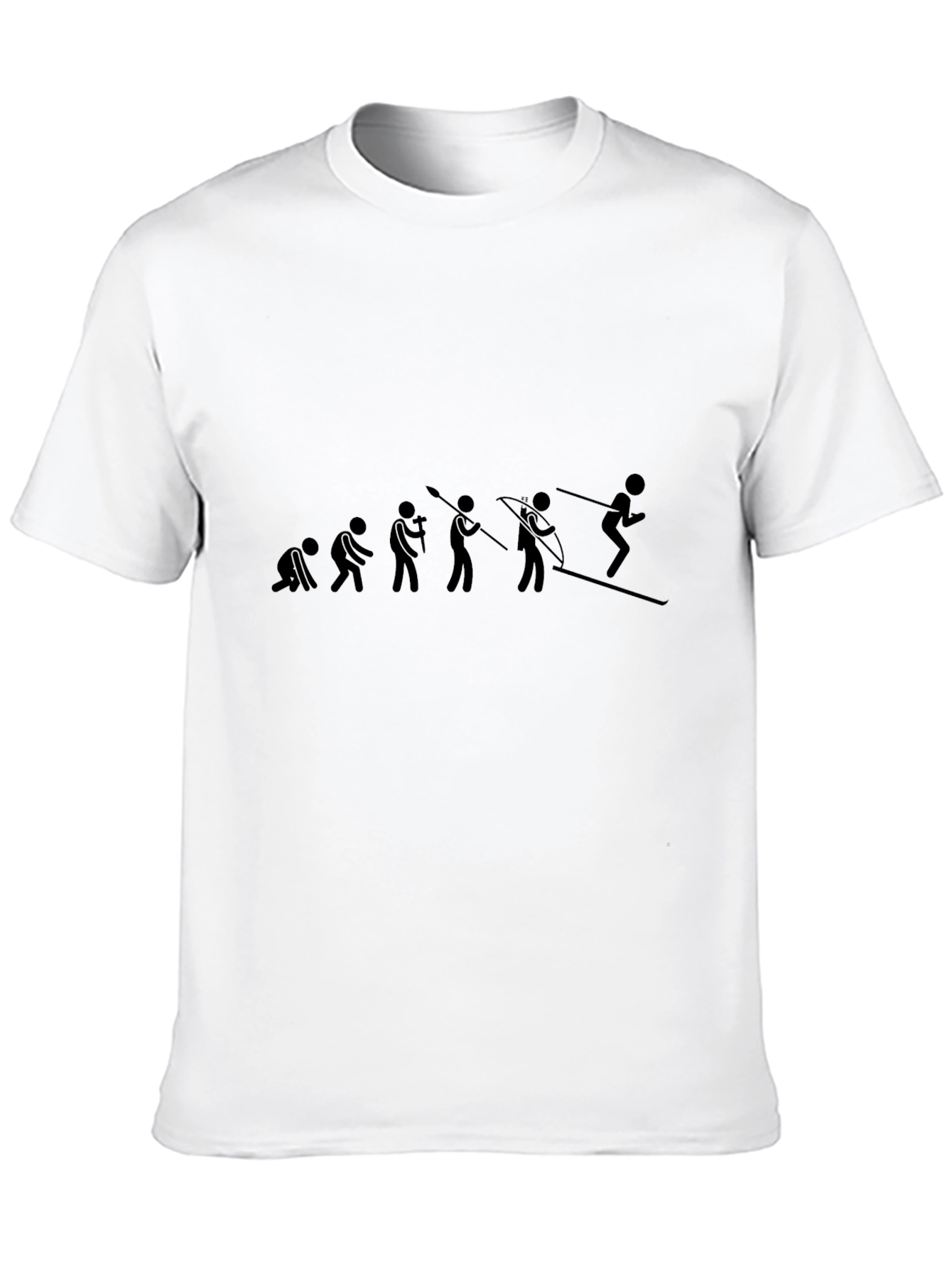 Evolution of Skiing Black Graphic T-Shirt