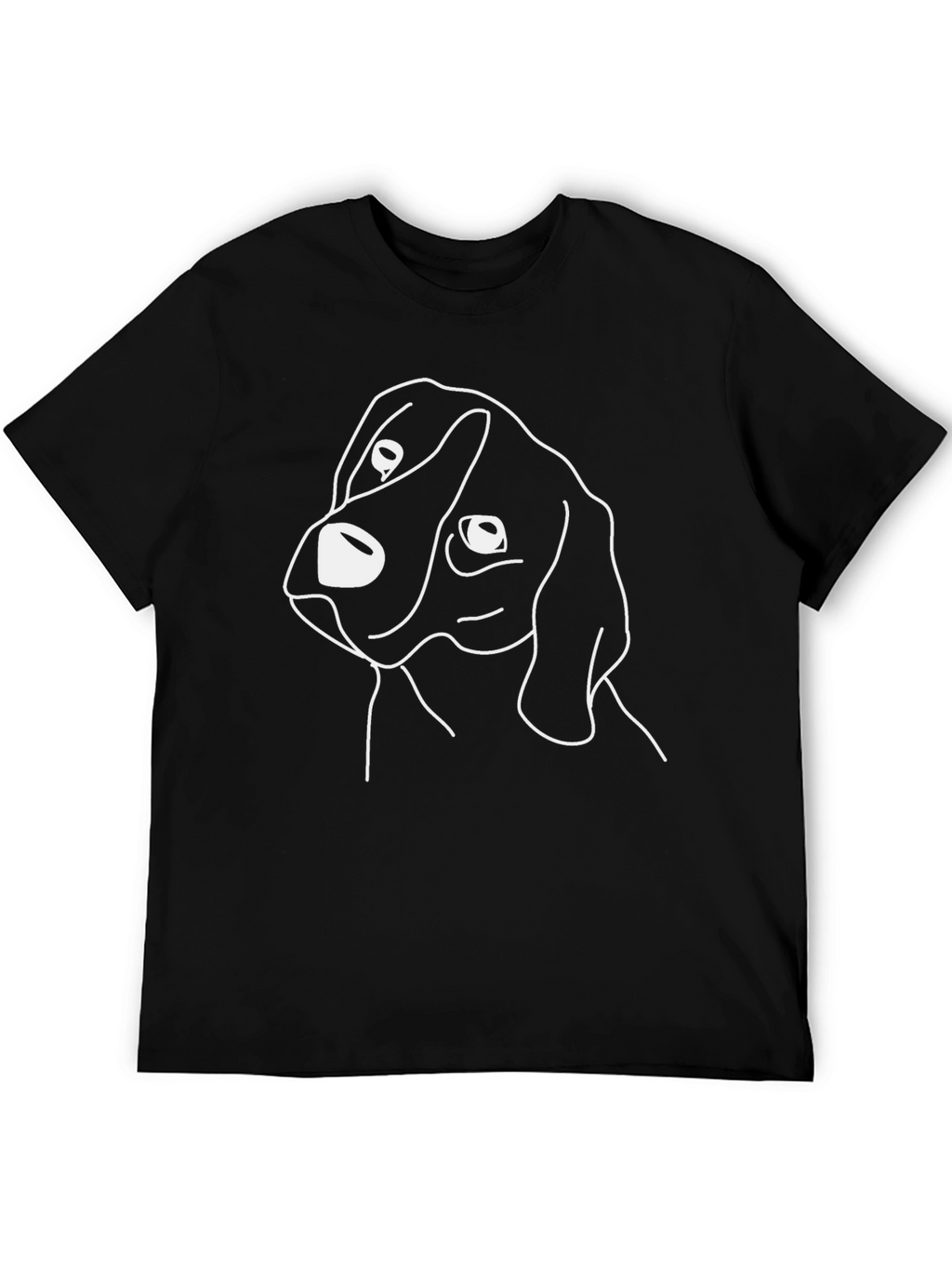 Dog Sketch T-Shirt - Casual Black Tee