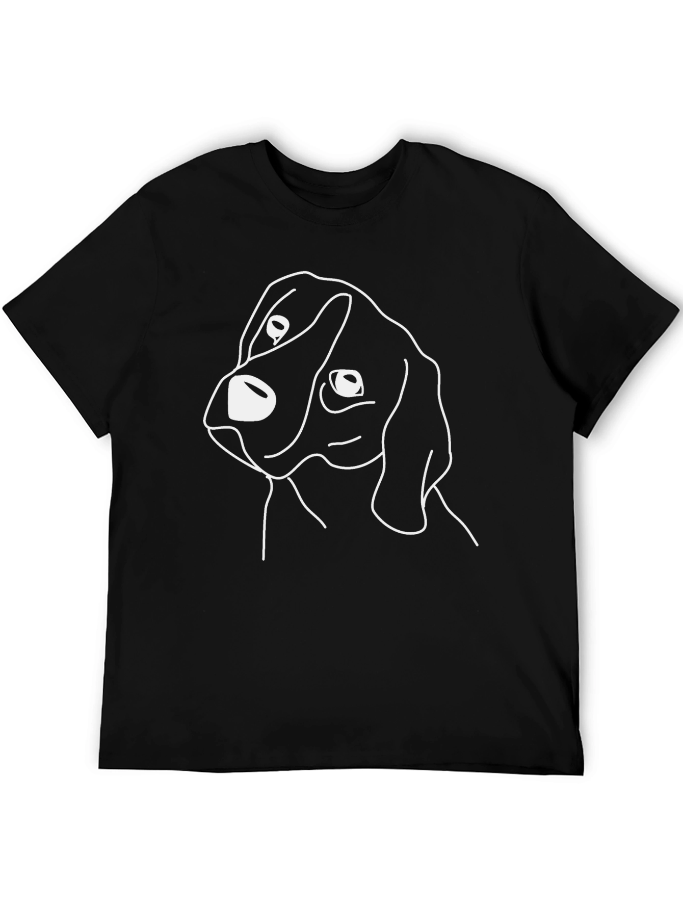 Dog Sketch T-Shirt - Casual Black Tee