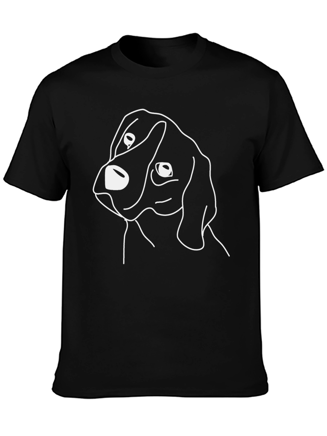 Dog Sketch T-Shirt - Casual Black Tee
