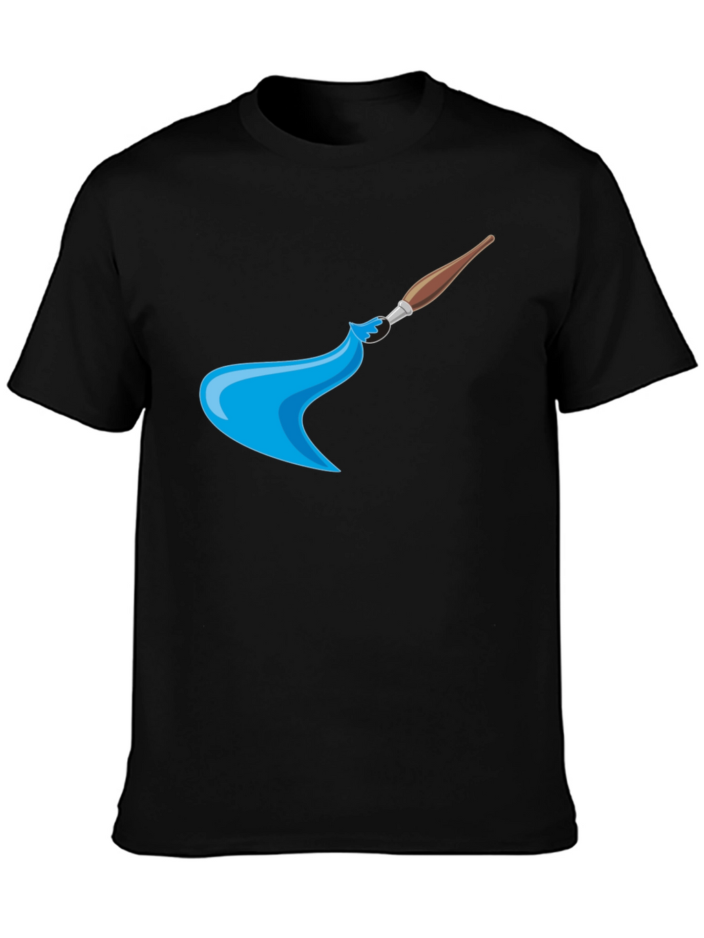 Artistic Brush Stroke Graphic Tee - Black Cotton