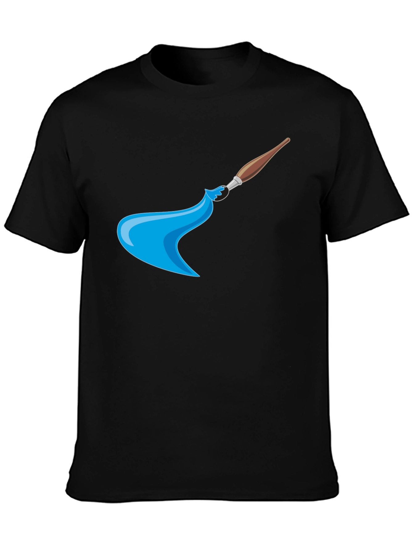 Artistic Brush Stroke Graphic Tee - Black Cotton
