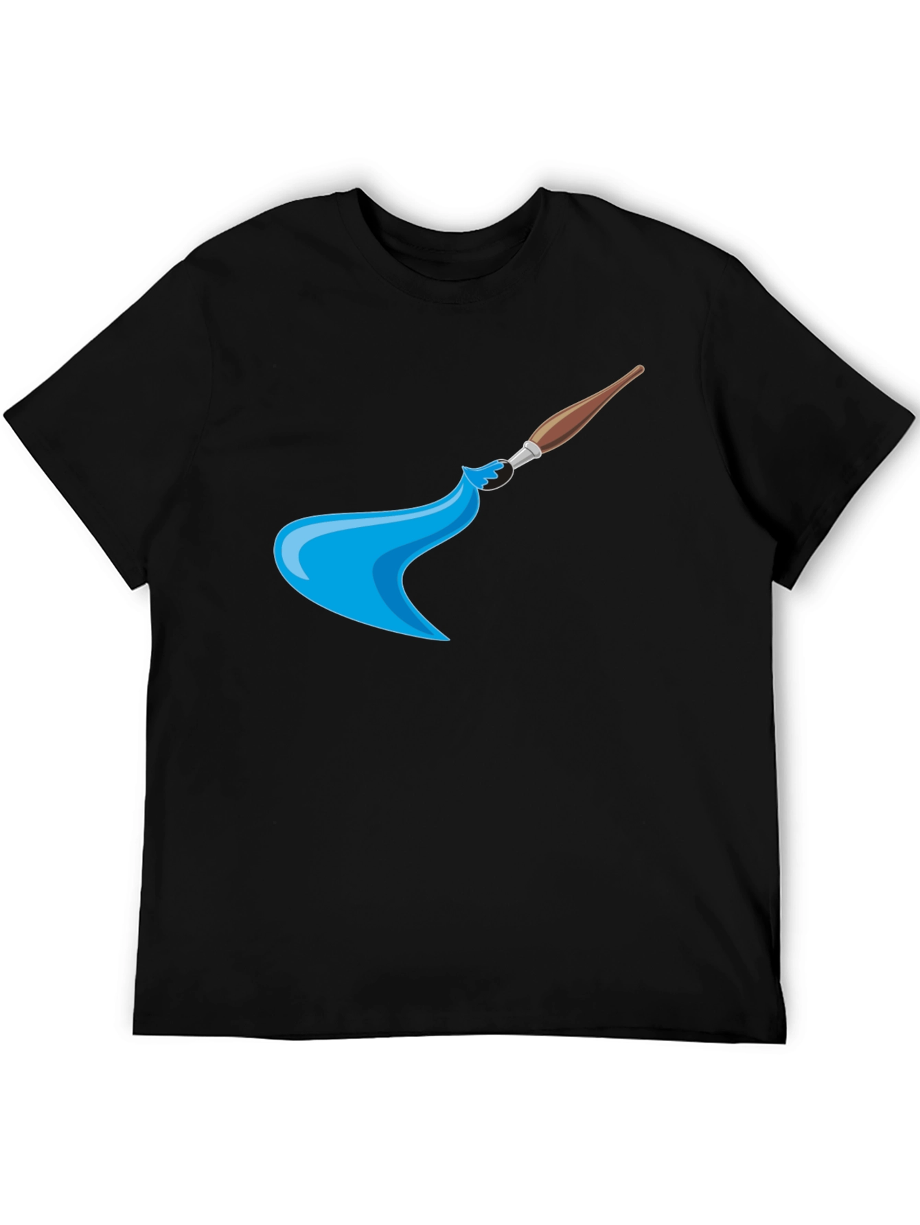 Artistic Brush Stroke Graphic Tee - Black Cotton