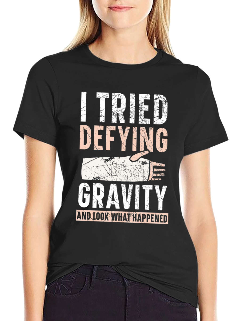I Tried Defying Gravity Black T-Shirt