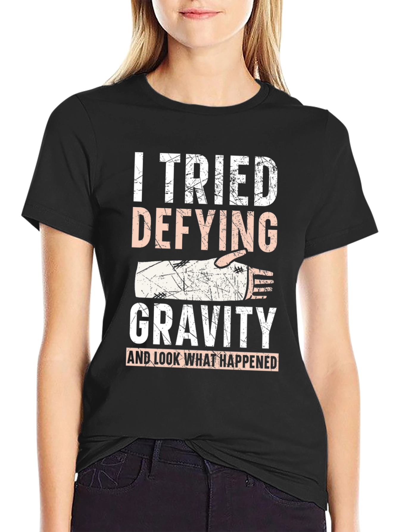 I Tried Defying Gravity Black T-Shirt