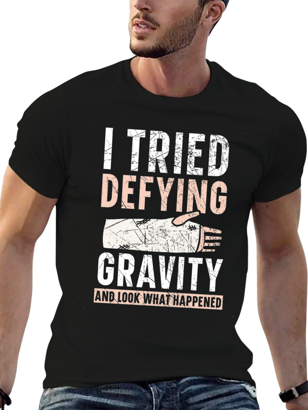 I Tried Defying Gravity Black T-Shirt