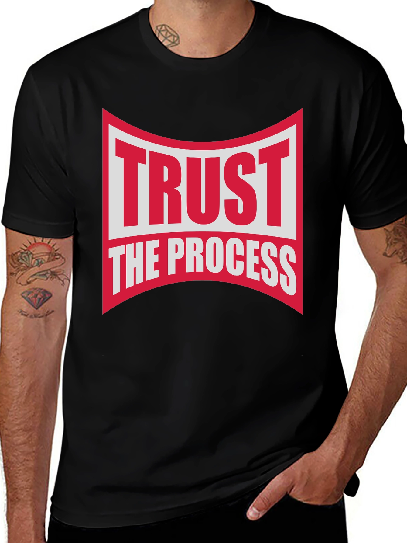Trust The Process Black Graphic T-Shirt