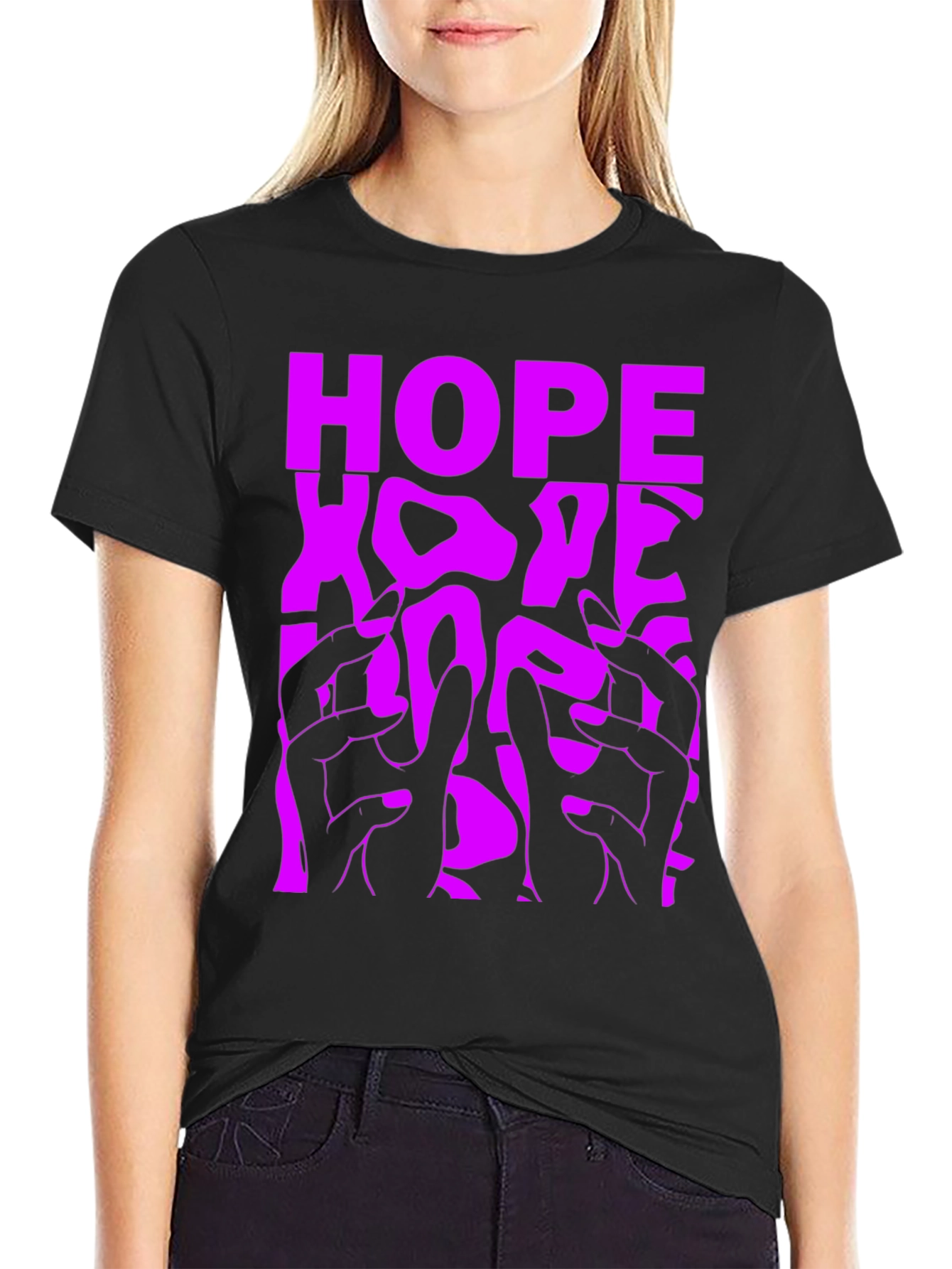 Black T-Shirt with Bold HOPE Graphic