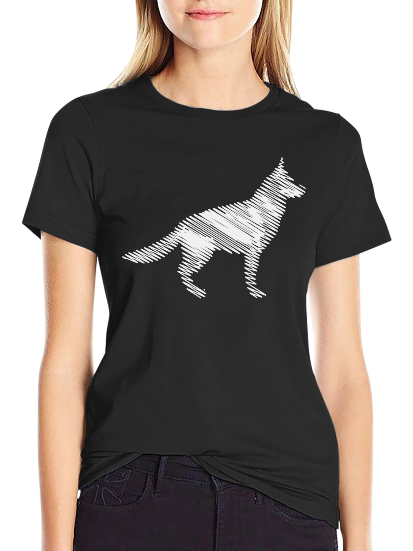 Abstract Dog Graphic Tee - Black