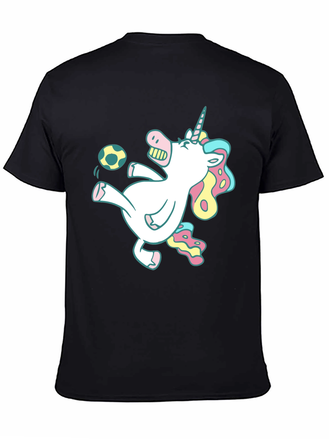 Unicorn Soccer T-Shirt - Black Fun Design