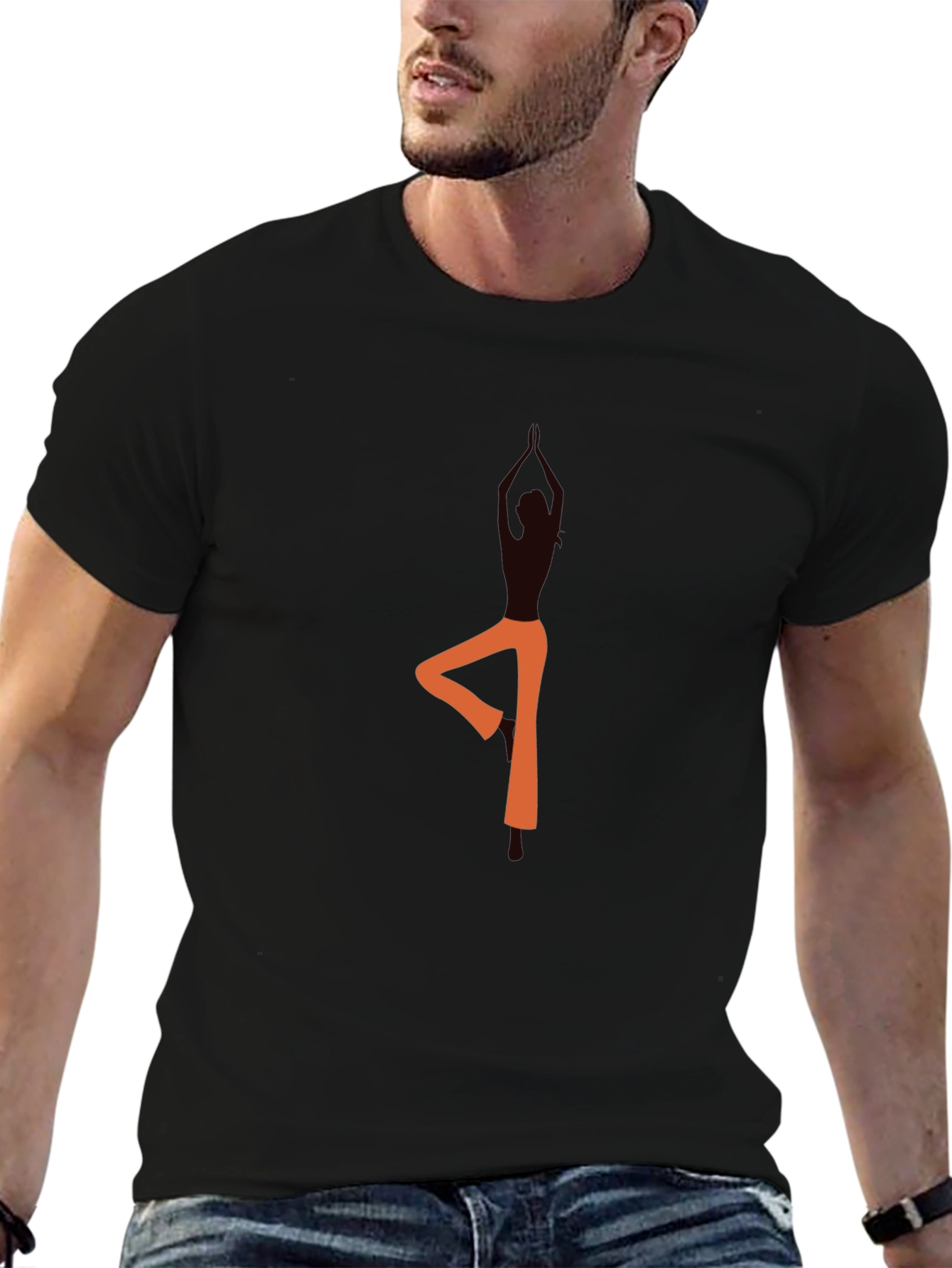 Yoga Pose Graphic Black T-Shirt